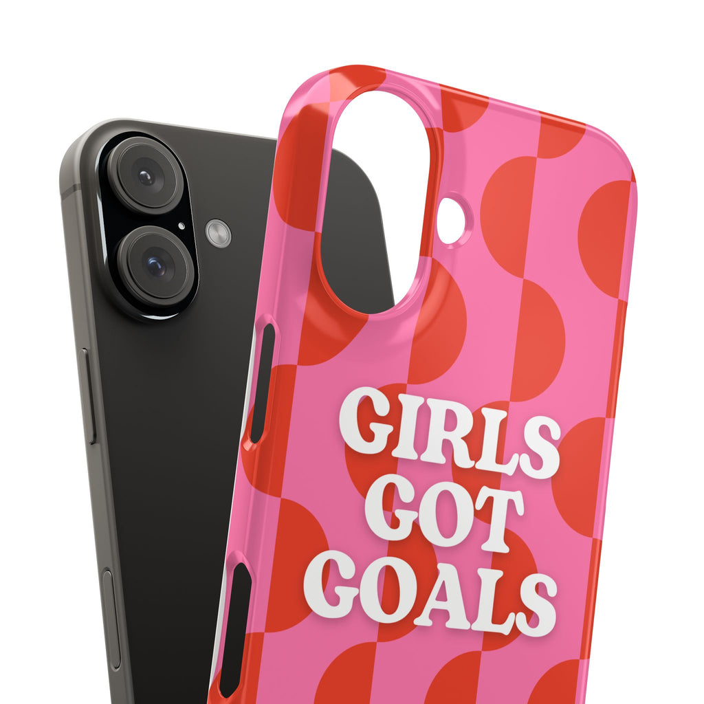 Girls Got Goals Phone Case - Retro Pink Red Motivational Snap Case