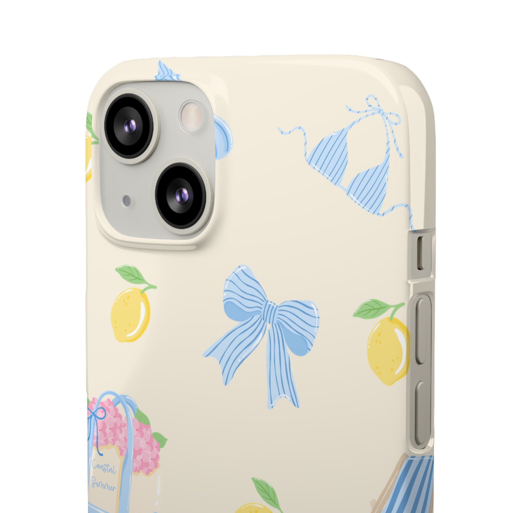 Cute Lemon & Beach Pattern Phone Case — Pastel Summer Snap Case