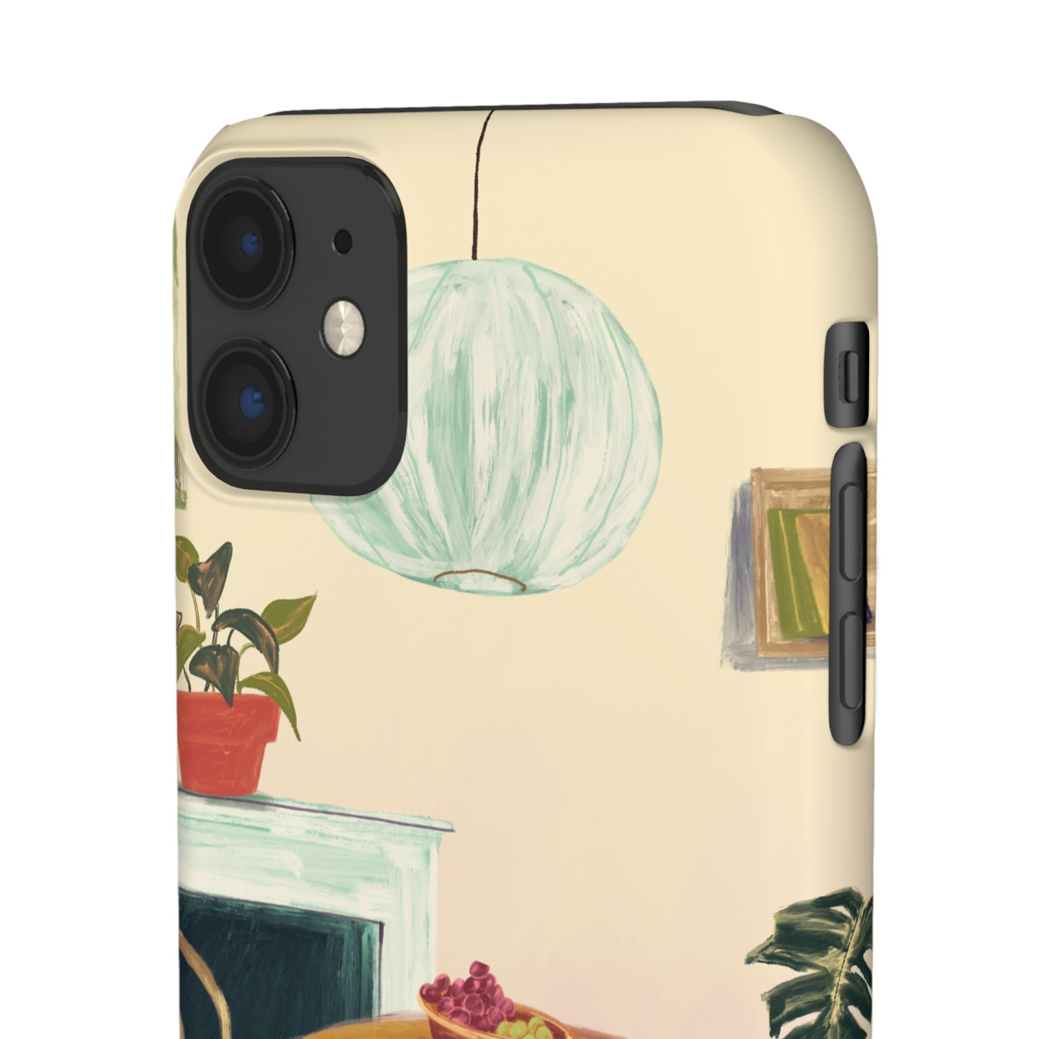 Vintage Bistro Phone Case — Cozy Cafe Interior Illustration Snap Case