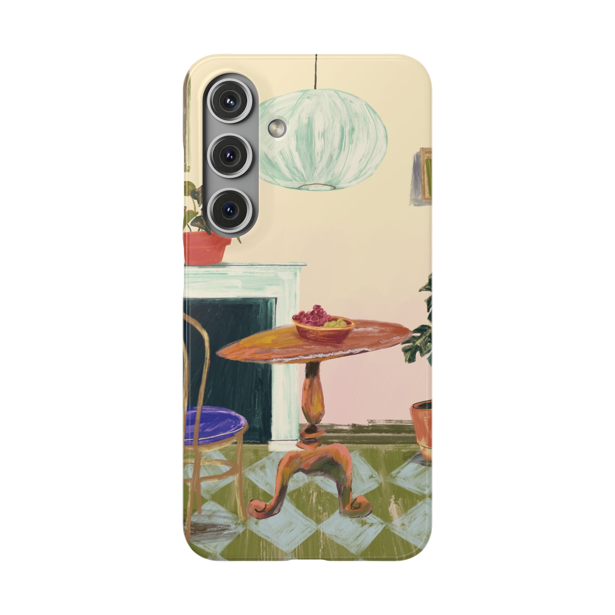 Vintage Bistro Phone Case — Cozy Cafe Interior Illustration Snap Case