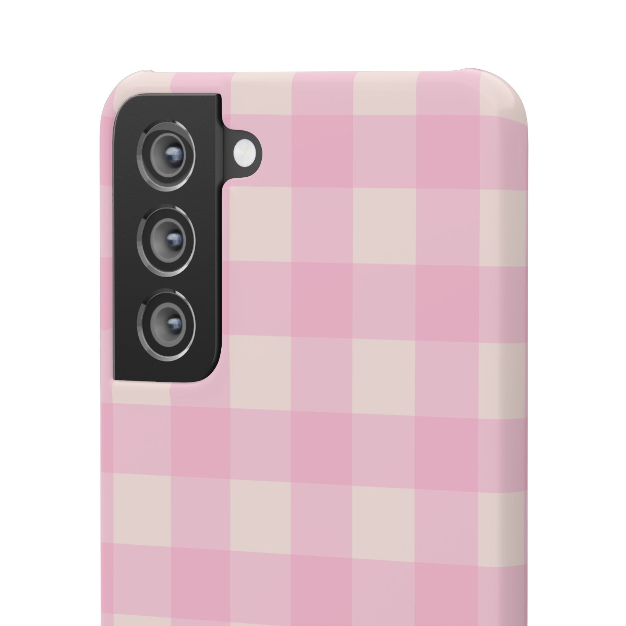 Pink Gingham Snap Phone Case - Cute Pastel Checkered iPhone Cover