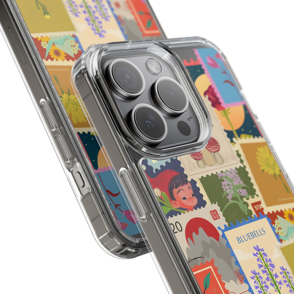 Clear Case — Vintage Floral Stamp Collage Phone Case