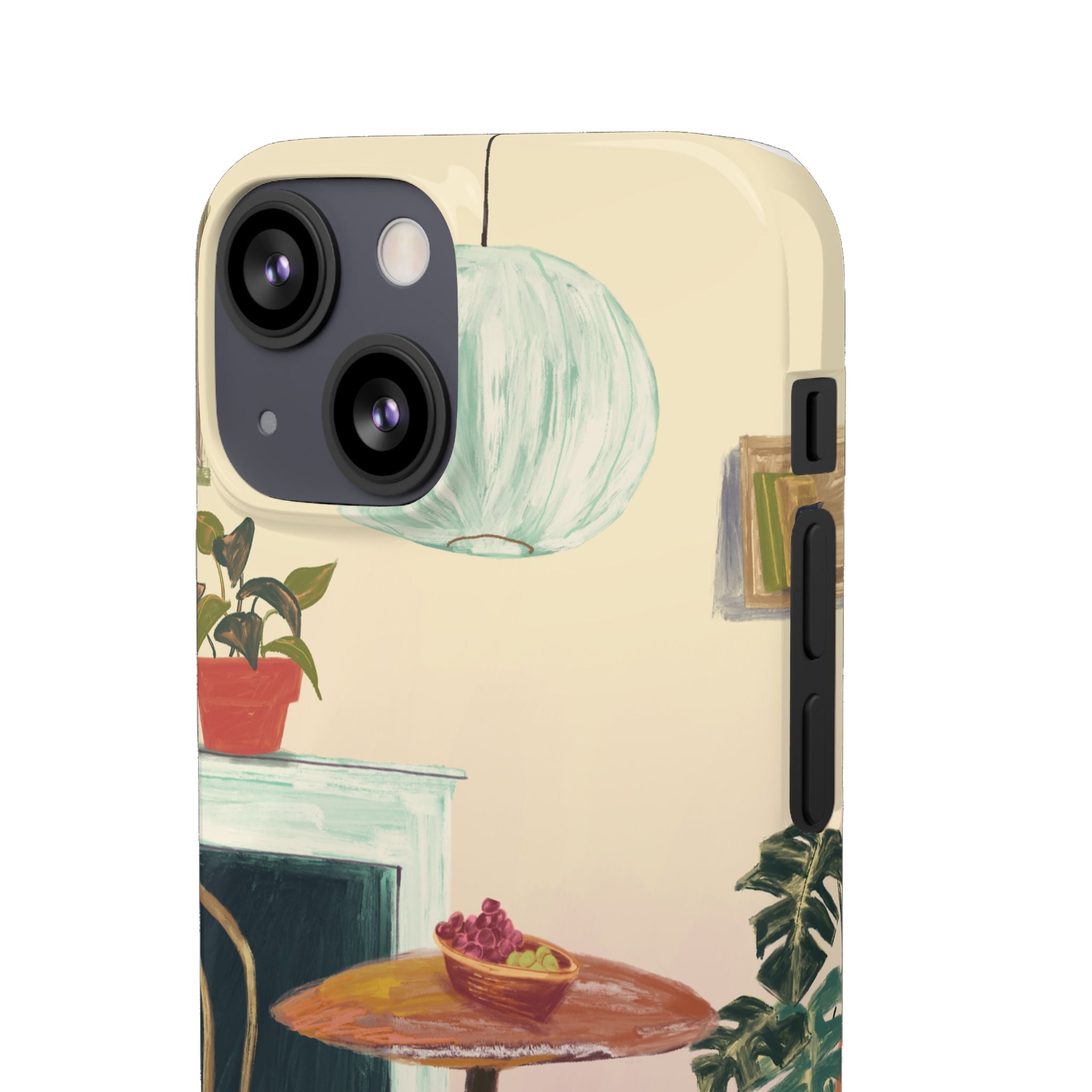 Vintage Bistro Phone Case — Cozy Cafe Interior Illustration Snap Case