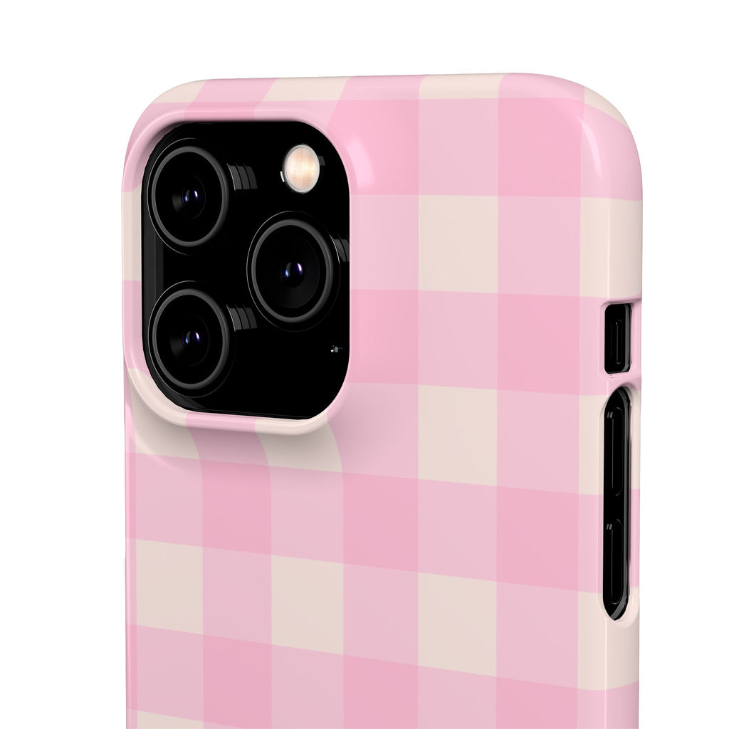 Pink Gingham Snap Phone Case - Cute Pastel Checkered iPhone Cover