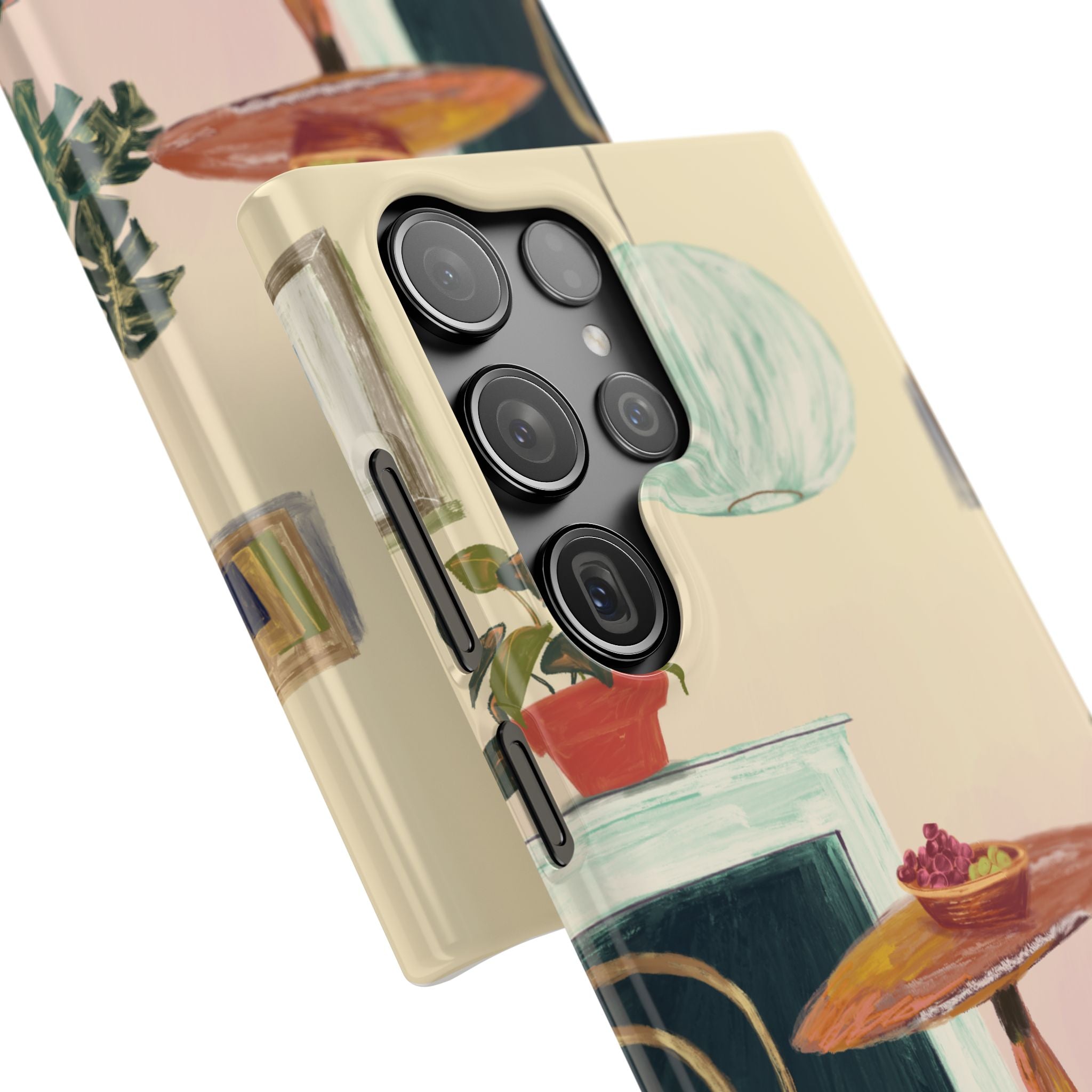 Vintage Bistro Phone Case — Cozy Cafe Interior Illustration Snap Case