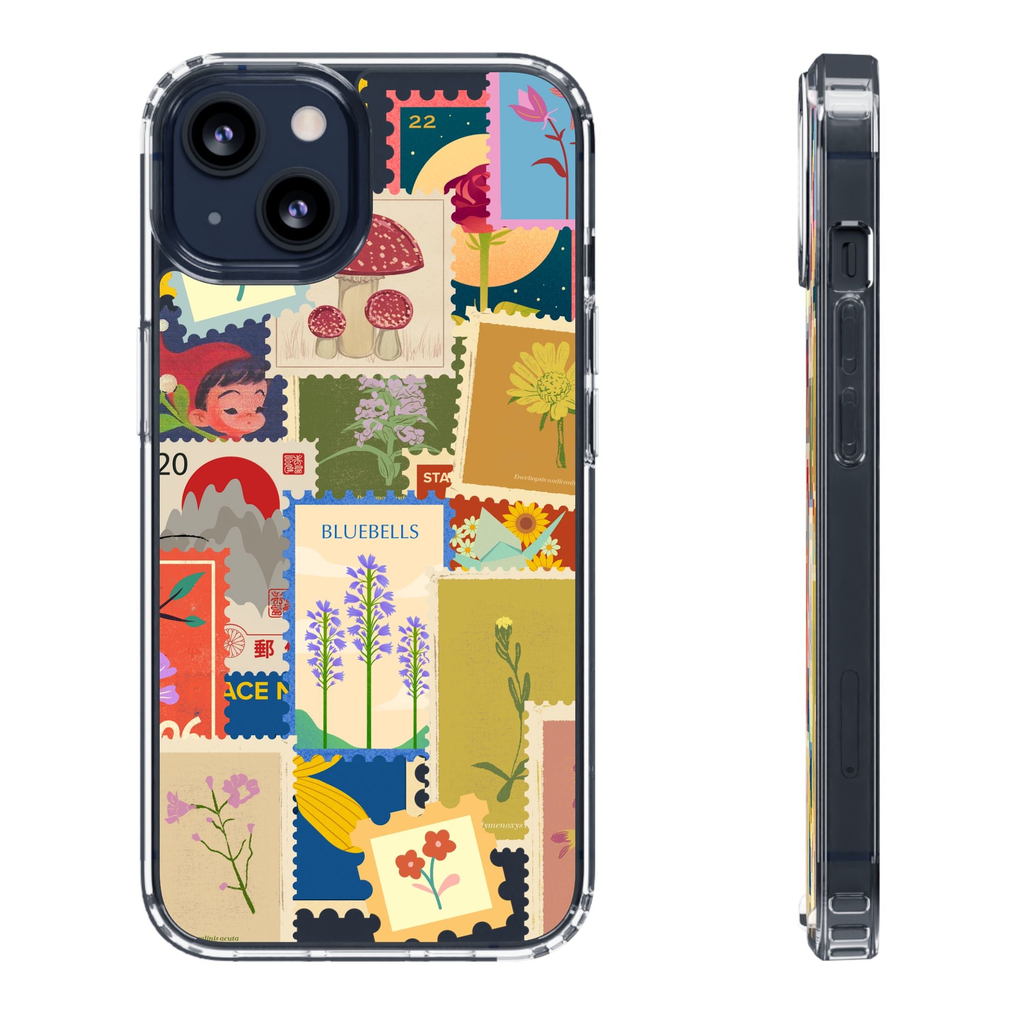 Clear Case — Vintage Floral Stamp Collage Phone Case