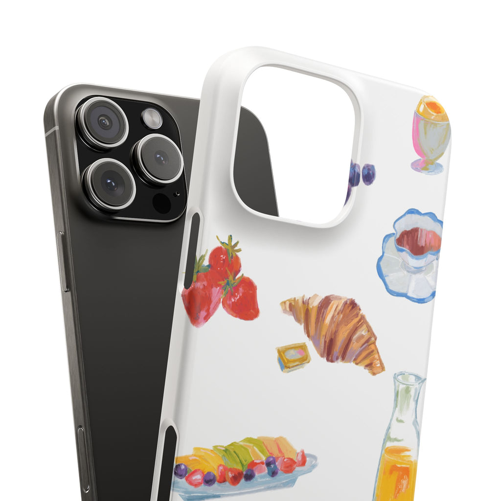 Phone Case — Watercolor Breakfast Pattern (croissant, berries, juice)