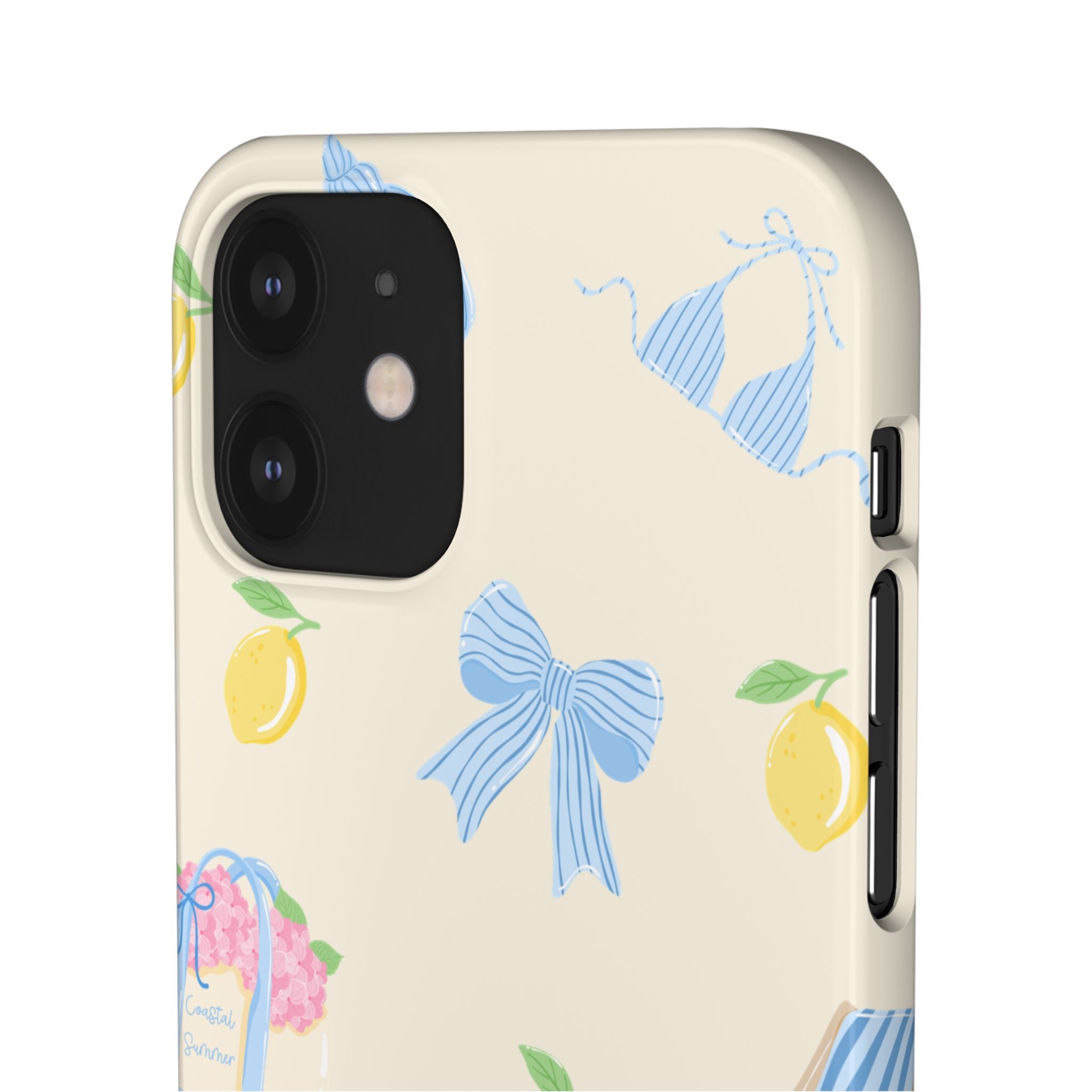Cute Lemon & Beach Pattern Phone Case — Pastel Summer Snap Case