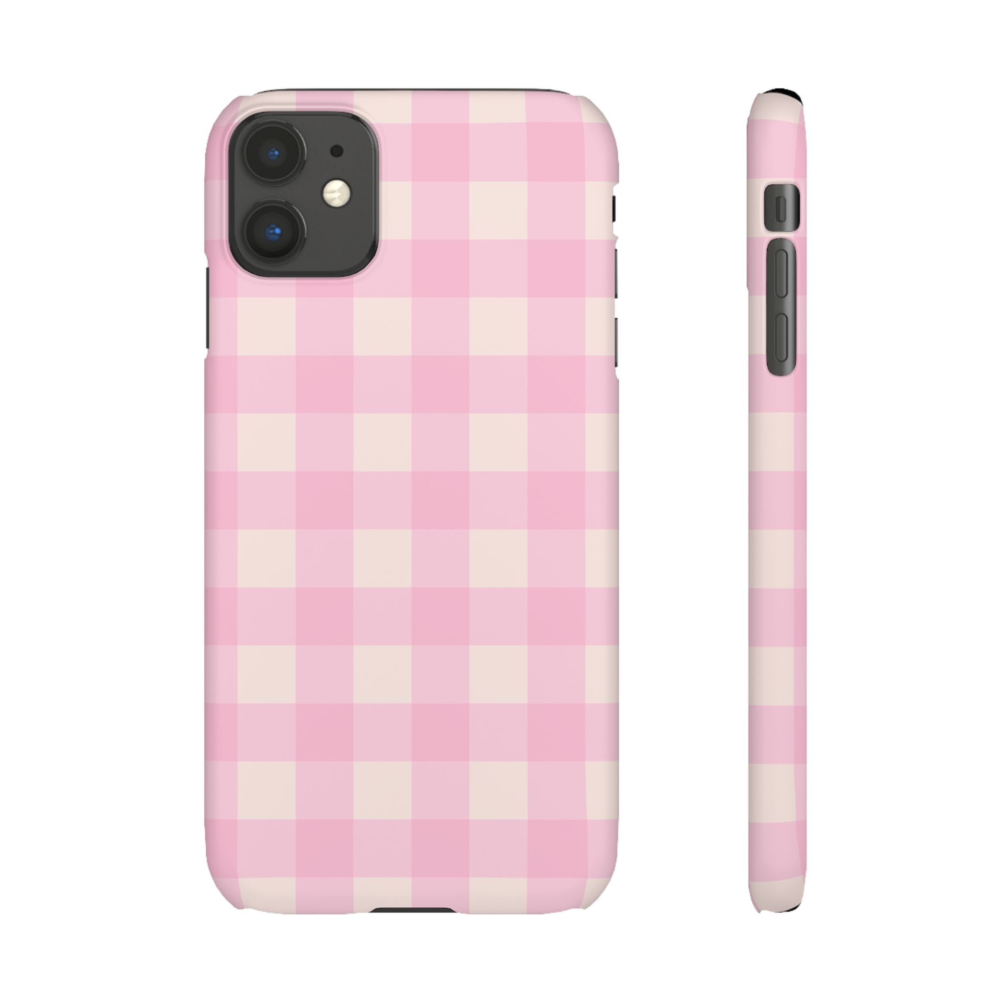 Pink Gingham Snap Phone Case - Cute Pastel Checkered iPhone Cover