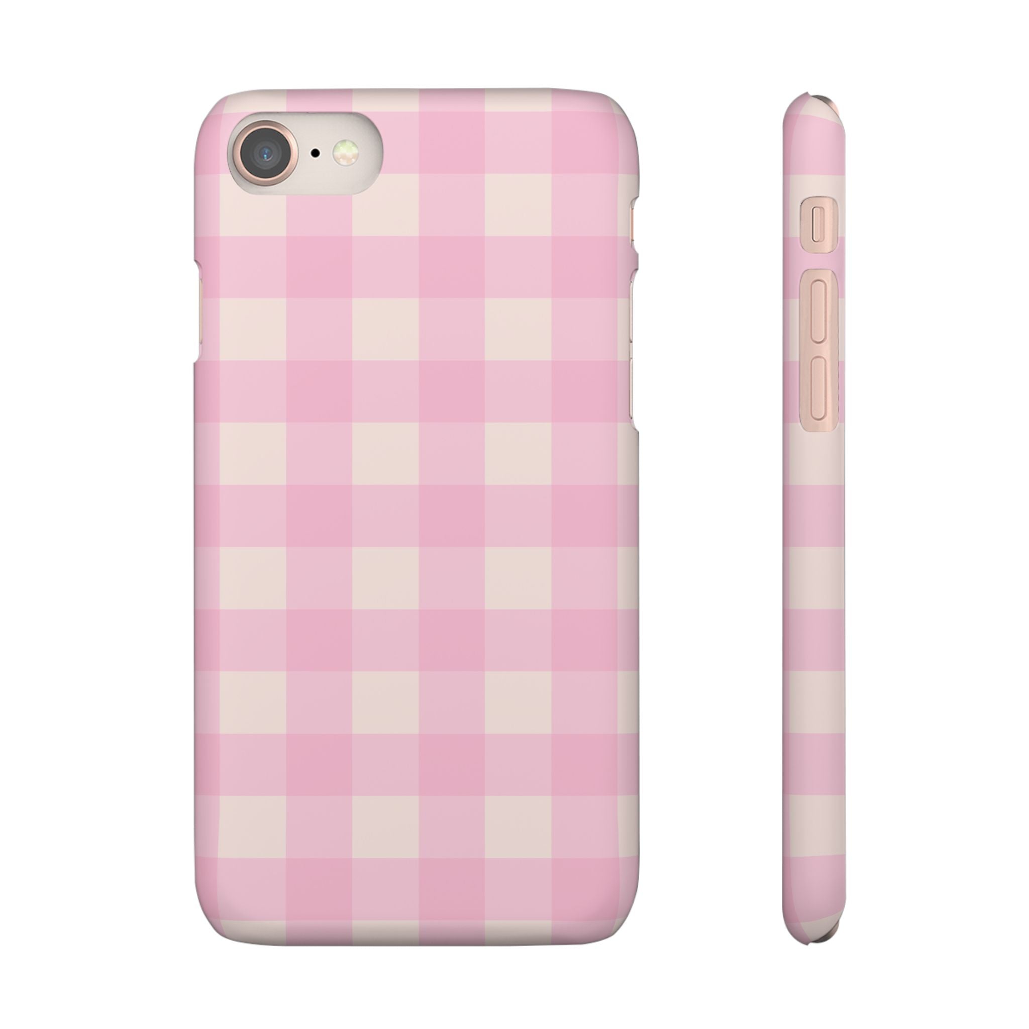 Pink Gingham Snap Phone Case - Cute Pastel Checkered iPhone Cover