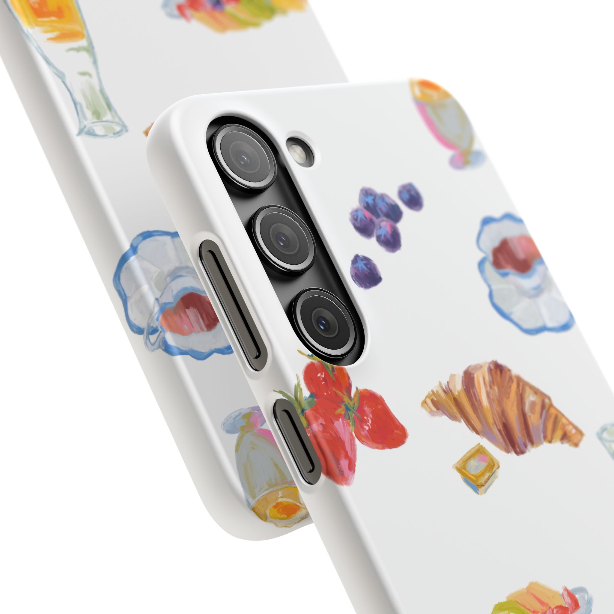 Phone Case — Watercolor Breakfast Pattern (croissant, berries, juice)