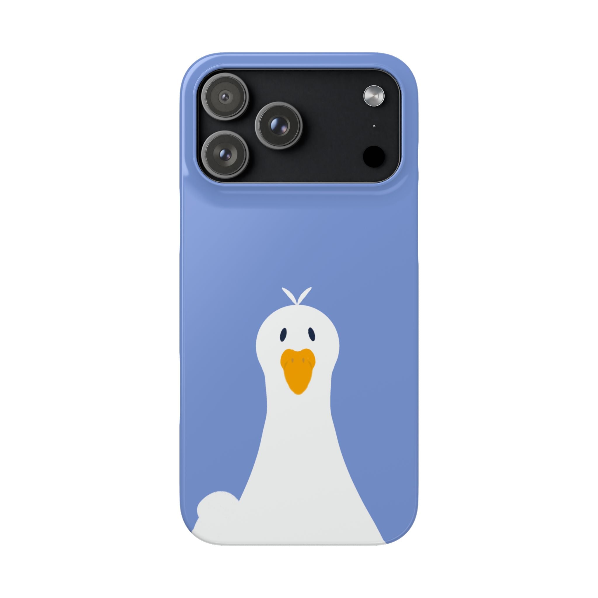 Cute Goose Phone Case – Blue Snap Phone Cover with Whimsical Bird Design