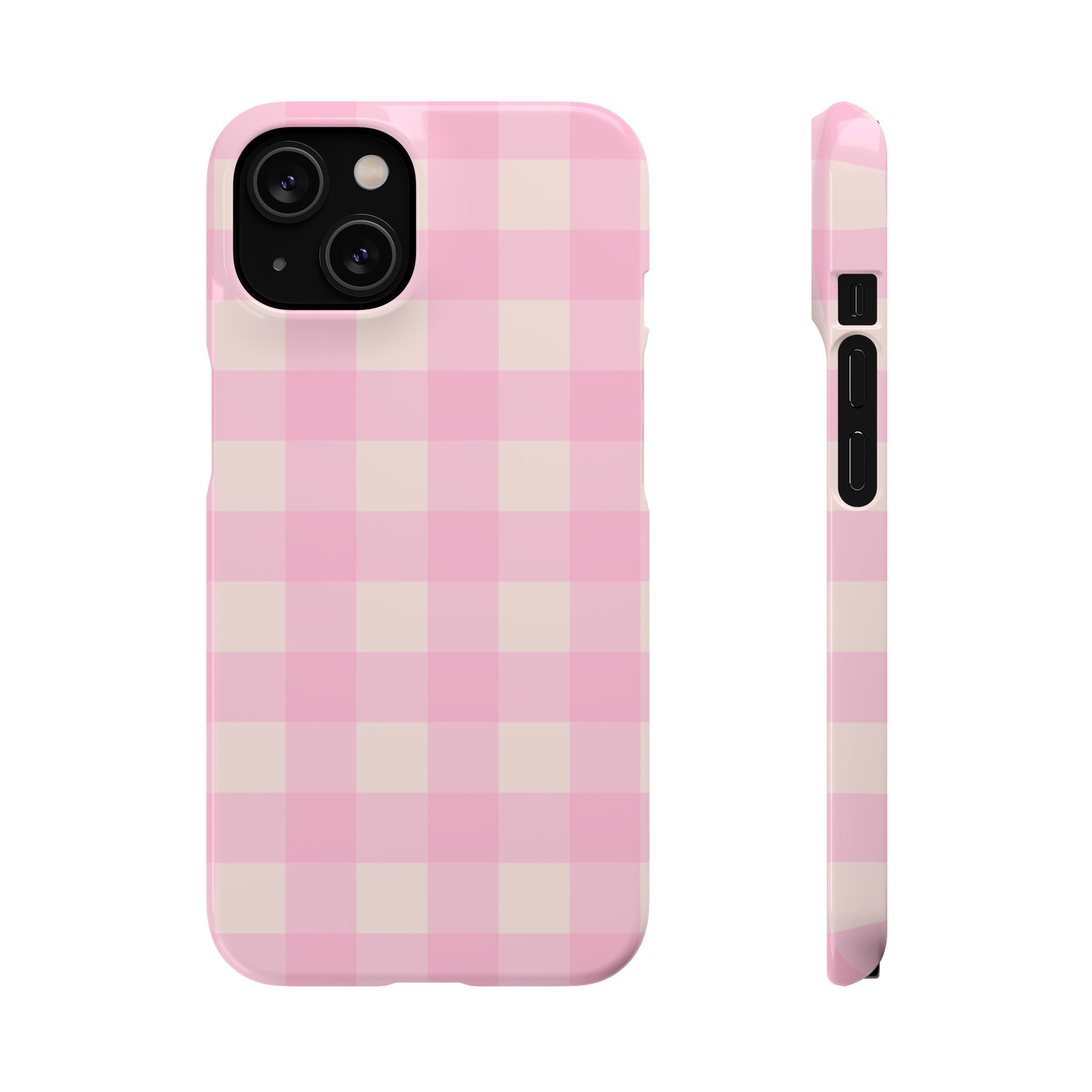 Pink Gingham Snap Phone Case - Cute Pastel Checkered iPhone Cover