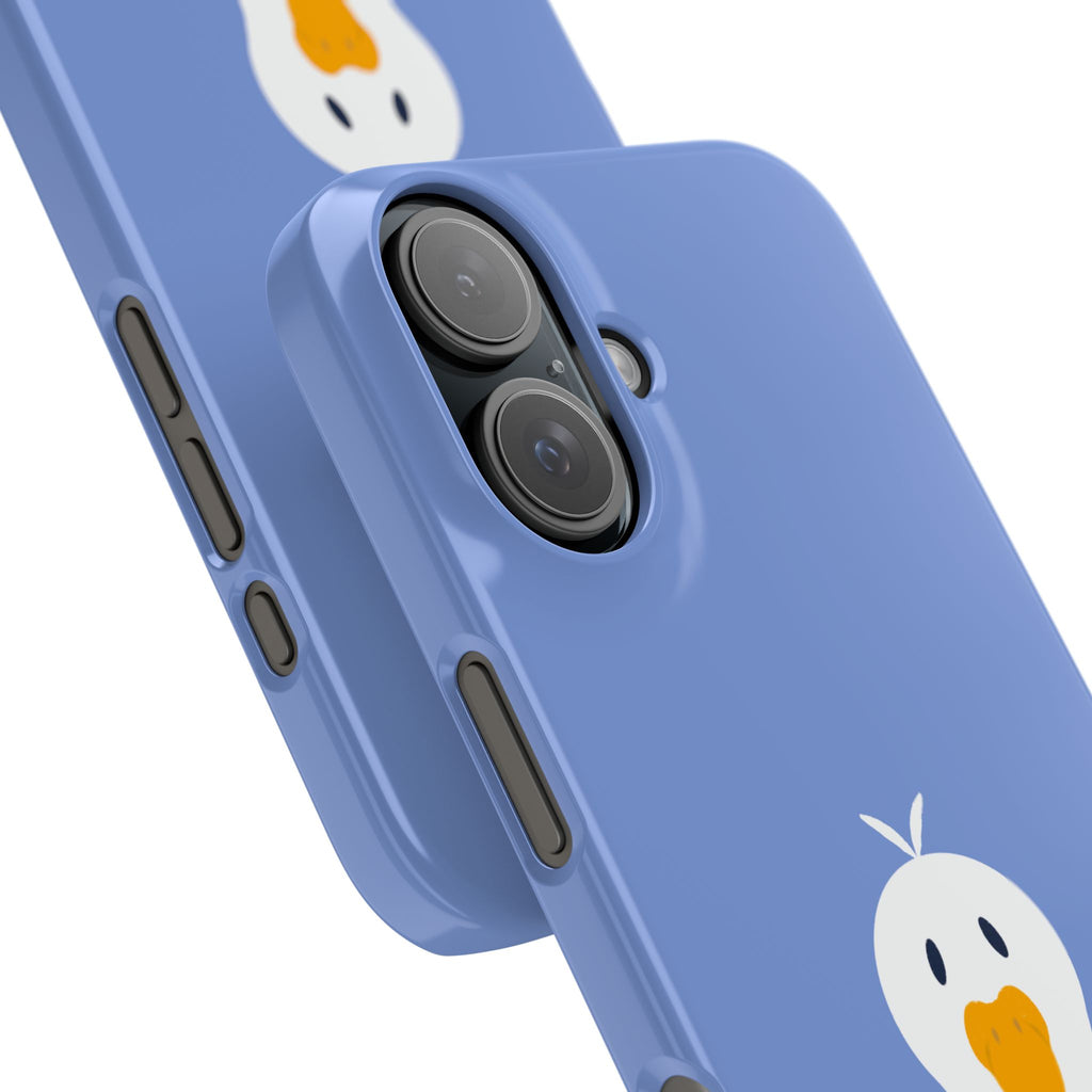 Cute Goose Phone Case – Blue Snap Phone Cover with Whimsical Bird Design