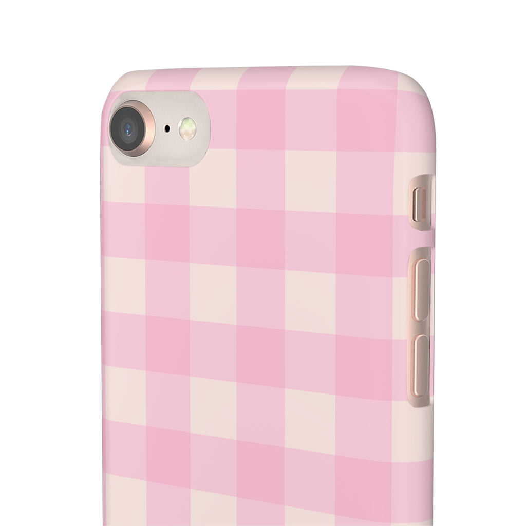 Pink Gingham Snap Phone Case - Cute Pastel Checkered iPhone Cover