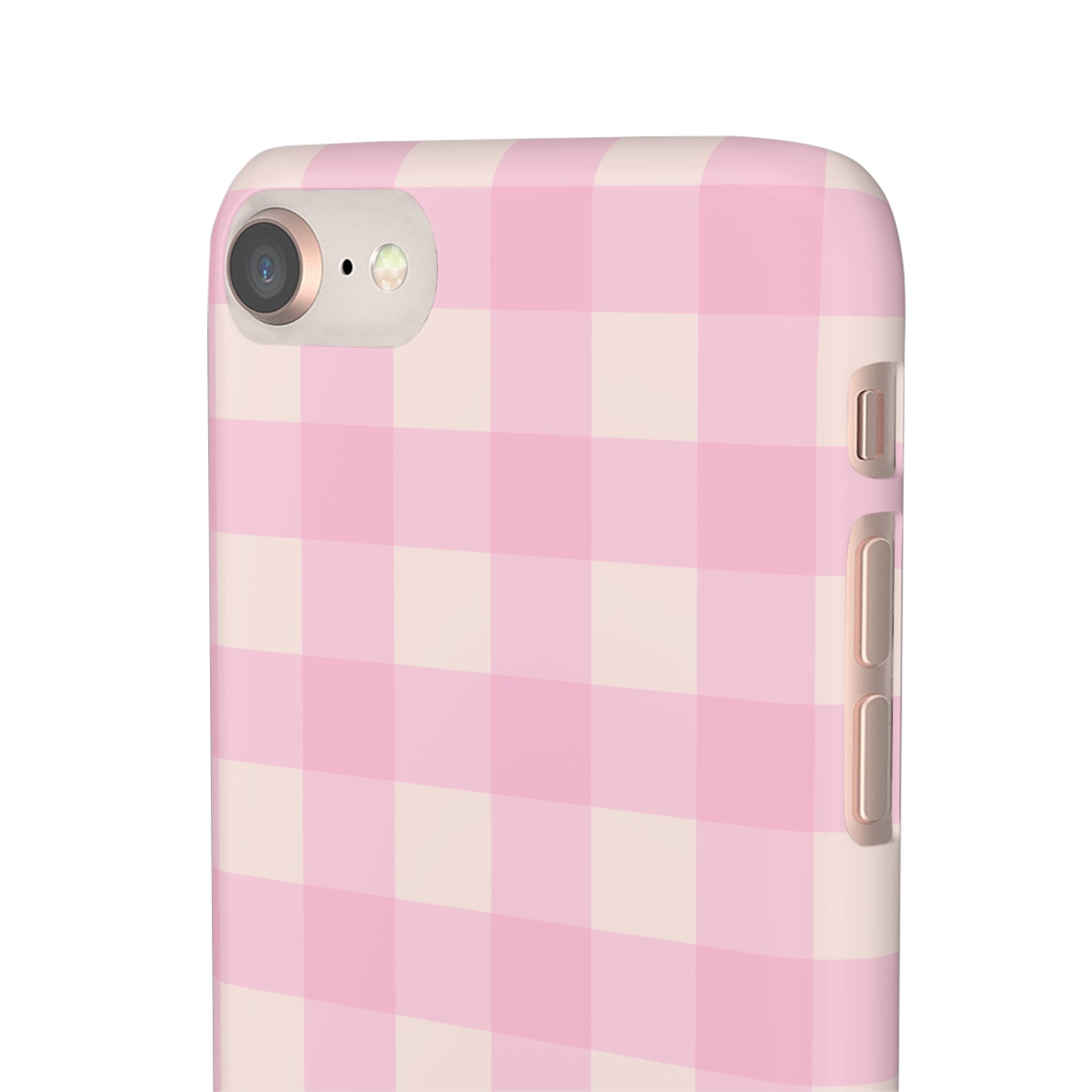Pink Gingham Snap Phone Case - Cute Pastel Checkered iPhone Cover