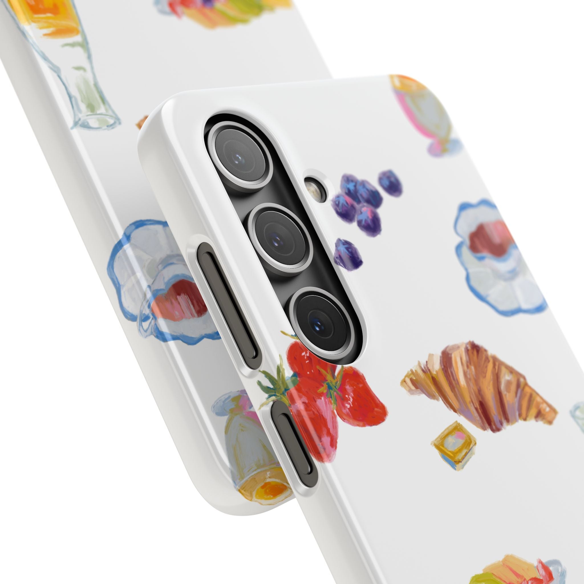 Phone Case — Watercolor Breakfast Pattern (croissant, berries, juice)