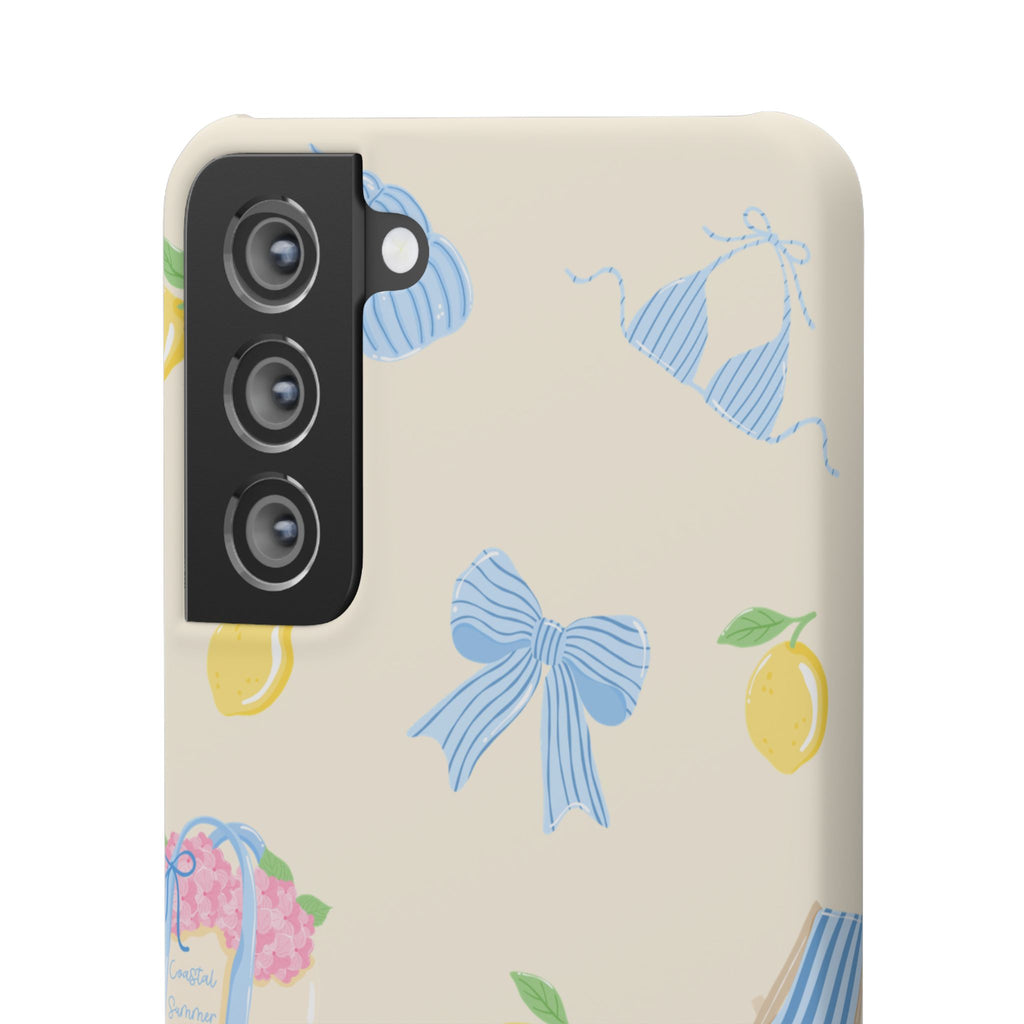 Cute Lemon & Beach Pattern Phone Case — Pastel Summer Snap Case