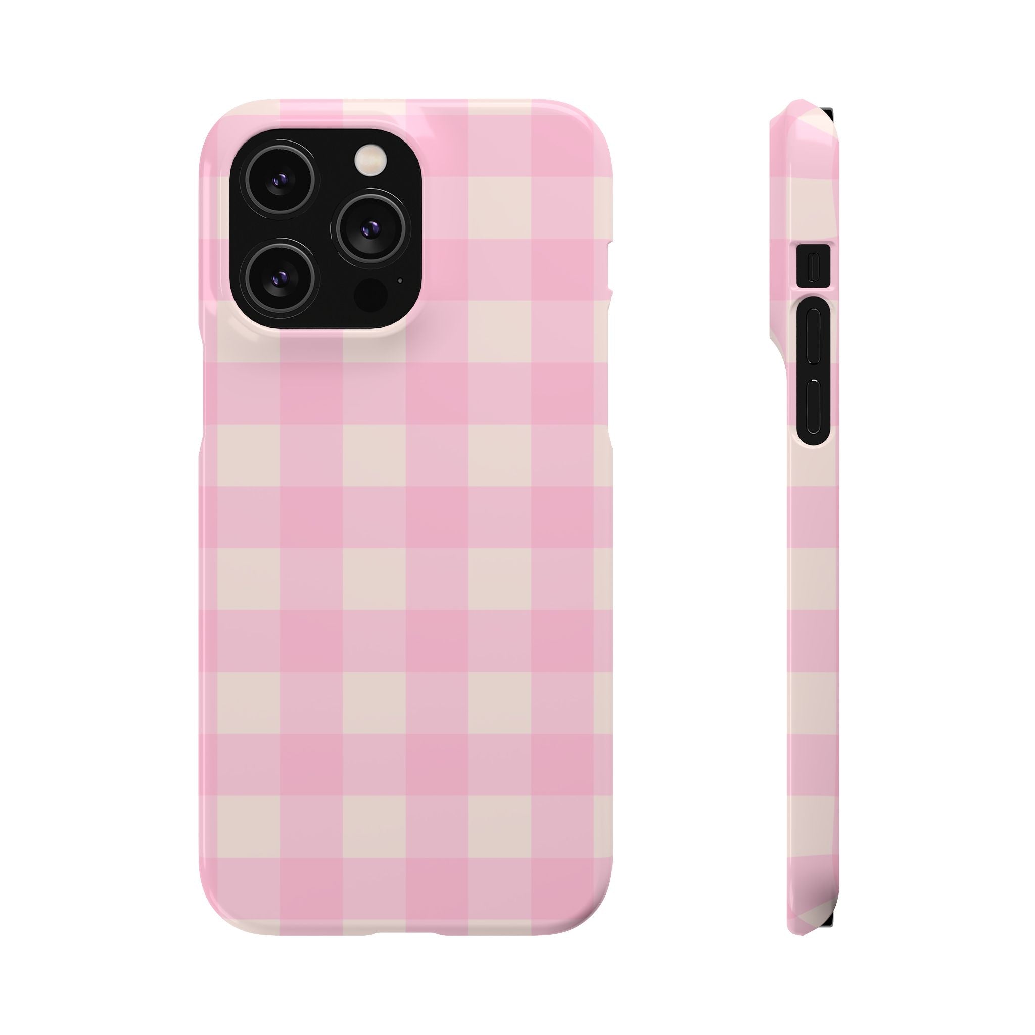Pink Gingham Snap Phone Case - Cute Pastel Checkered iPhone Cover