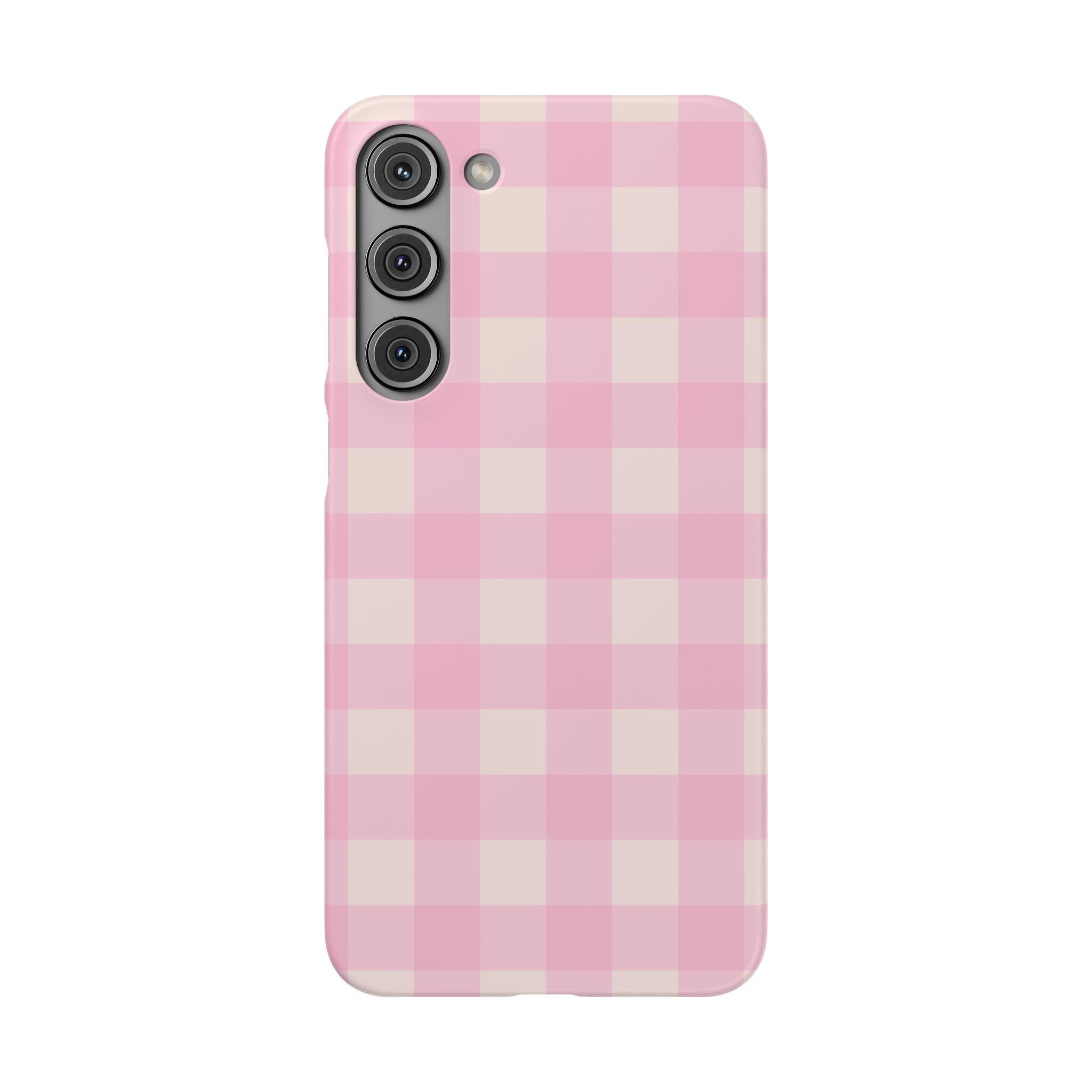 Pink Gingham Snap Phone Case - Cute Pastel Checkered iPhone Cover