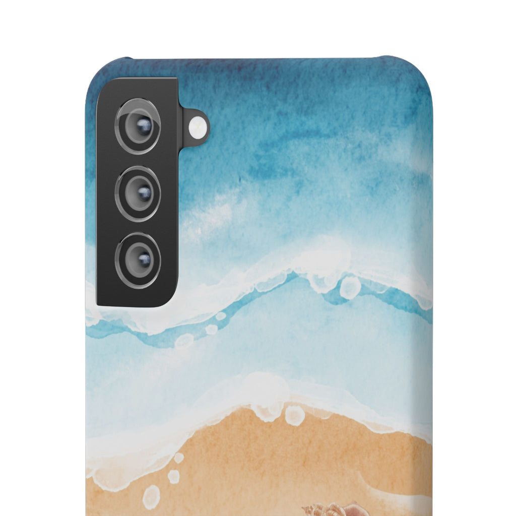 Beach Scene Phone Case — Watercolor Sand, Seashells & Crabs