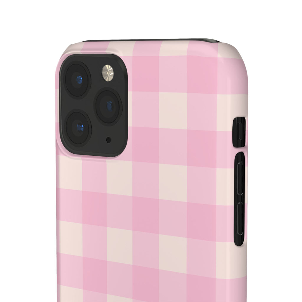 Pink Gingham Snap Phone Case - Cute Pastel Checkered iPhone Cover