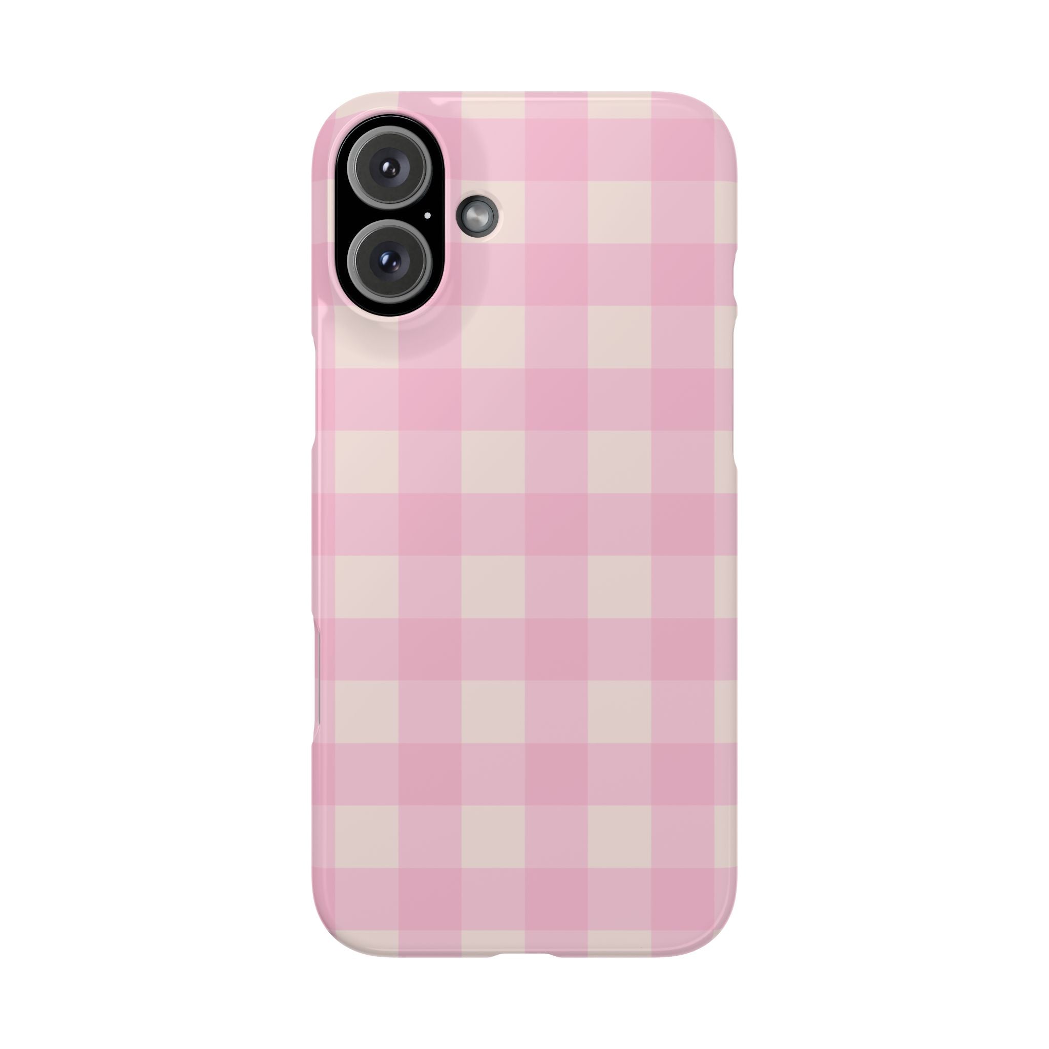 Pink Gingham Snap Phone Case - Cute Pastel Checkered iPhone Cover