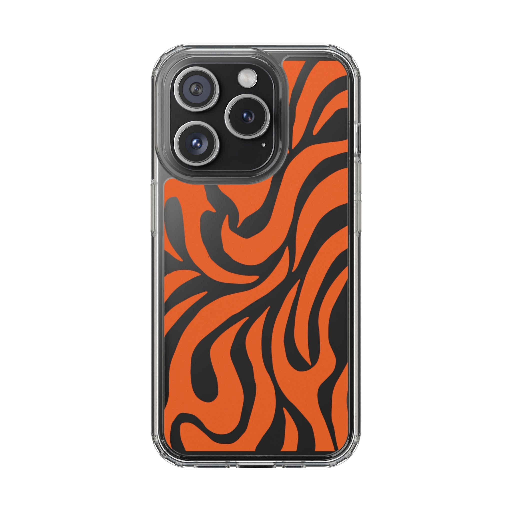 Orange Tiger Stripe Clear Phone Case — Bold Animal Print iPhone Cover