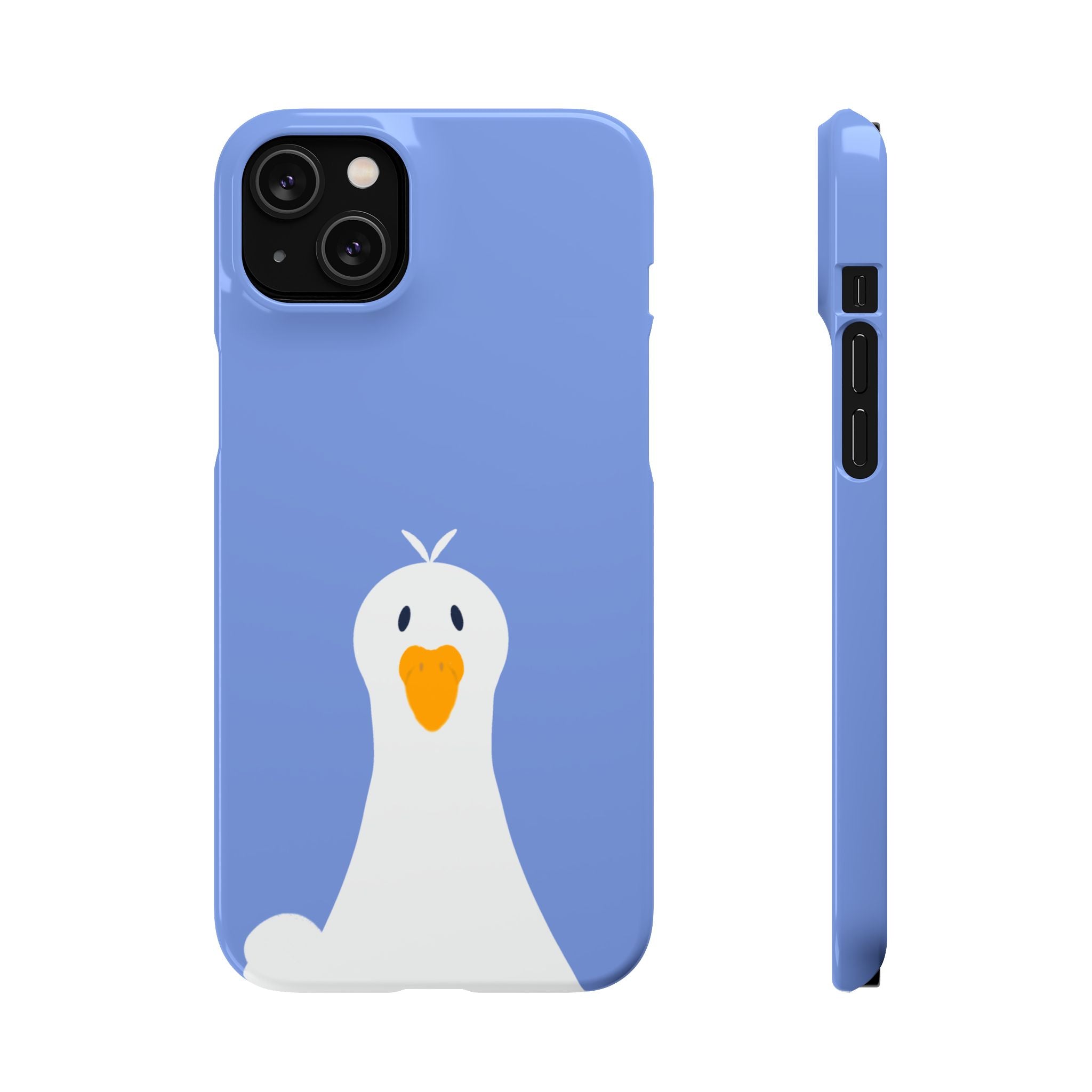 Cute Goose Phone Case – Blue Snap Phone Cover with Whimsical Bird Design