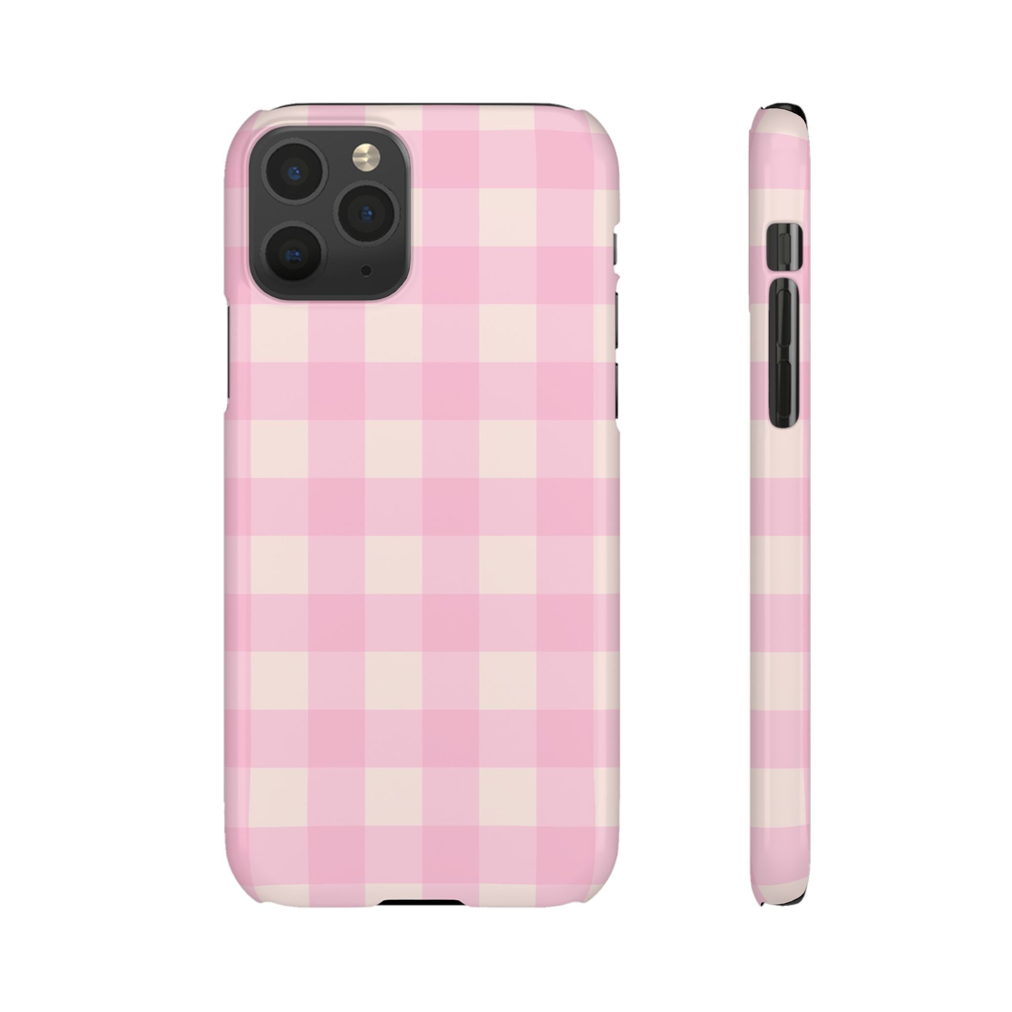 Pink Gingham Snap Phone Case - Cute Pastel Checkered iPhone Cover