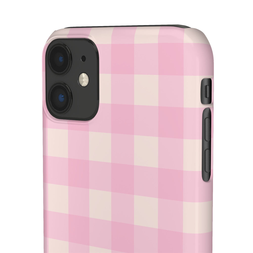 Pink Gingham Snap Phone Case - Cute Pastel Checkered iPhone Cover
