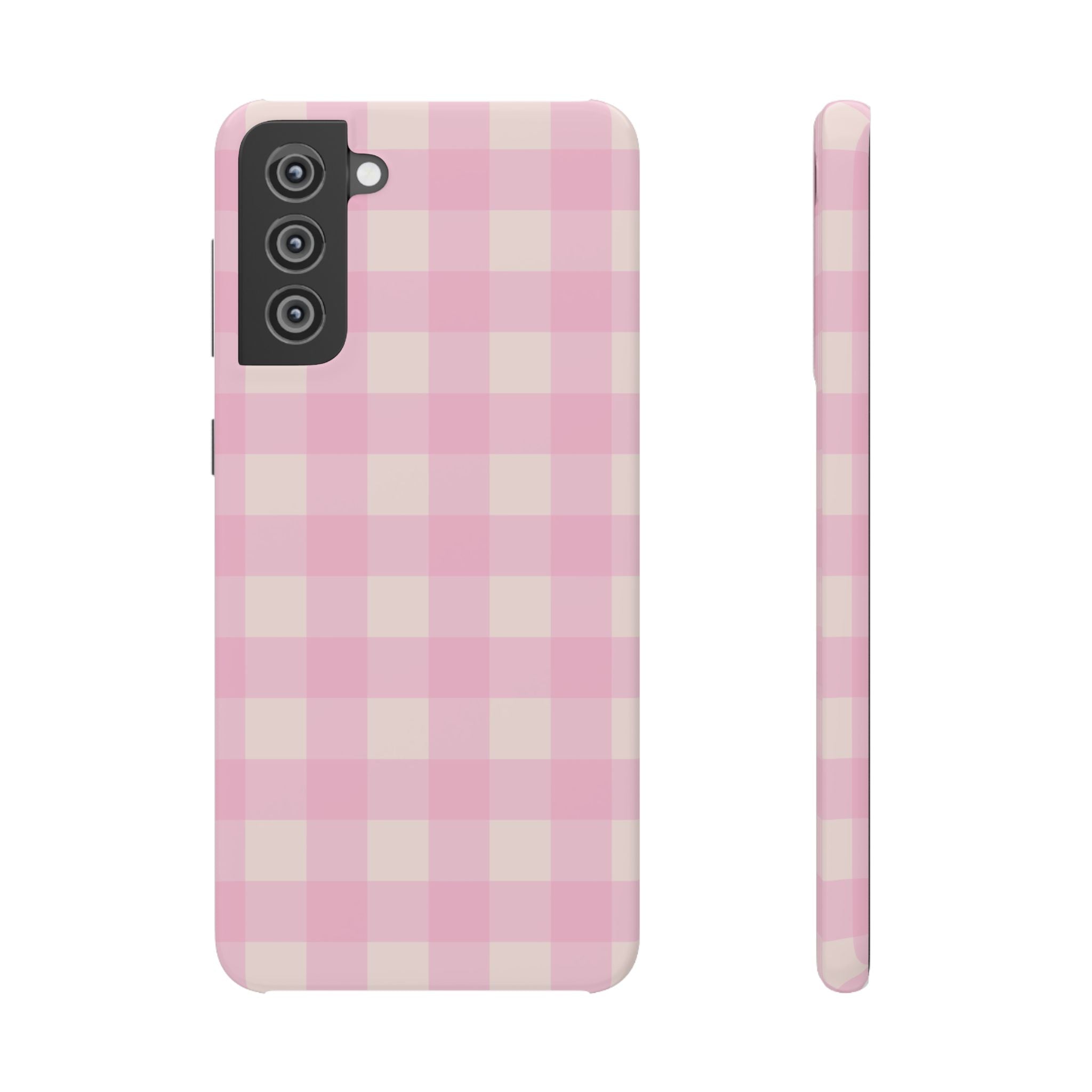 Pink Gingham Snap Phone Case - Cute Pastel Checkered iPhone Cover