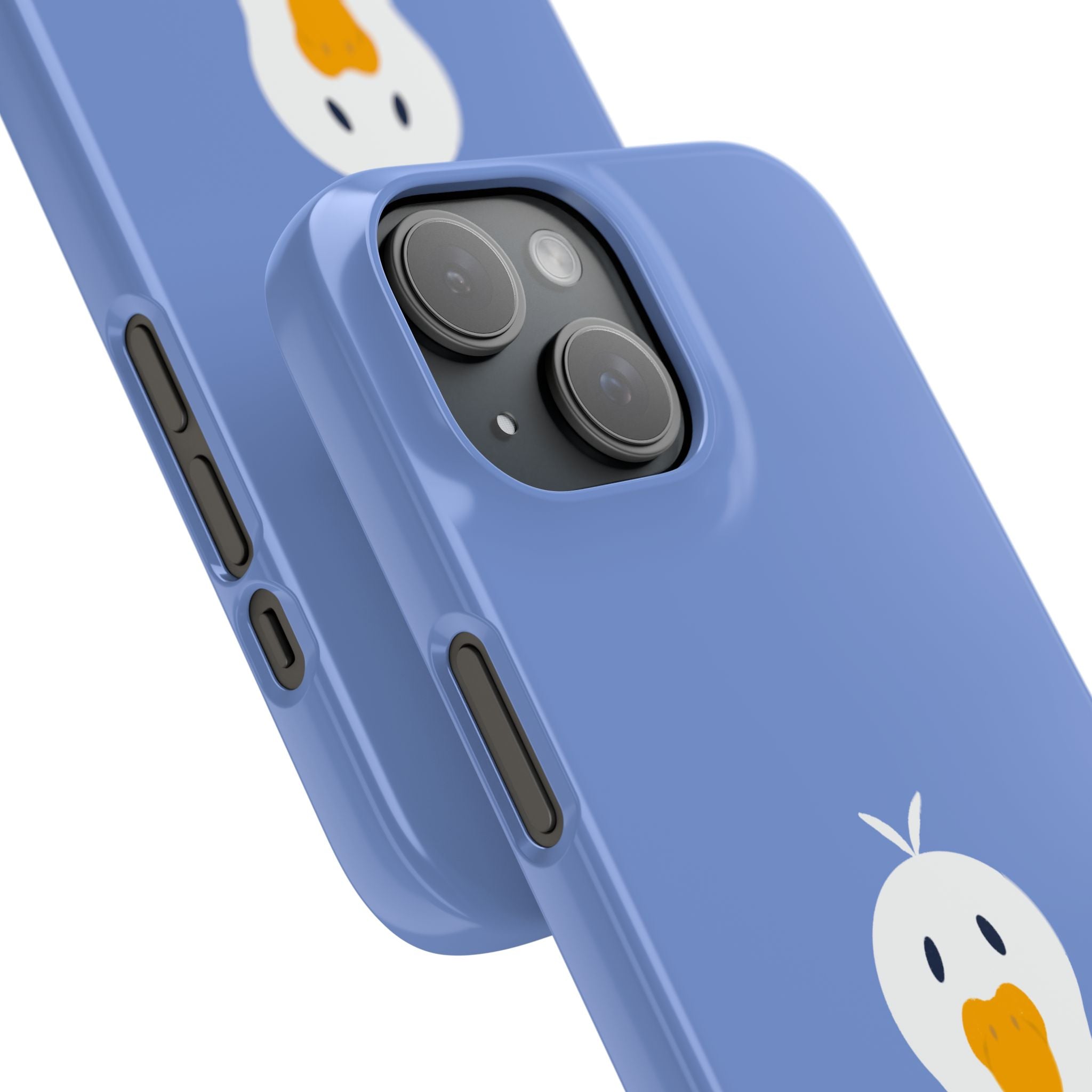 Cute Goose Phone Case – Blue Snap Phone Cover with Whimsical Bird Design