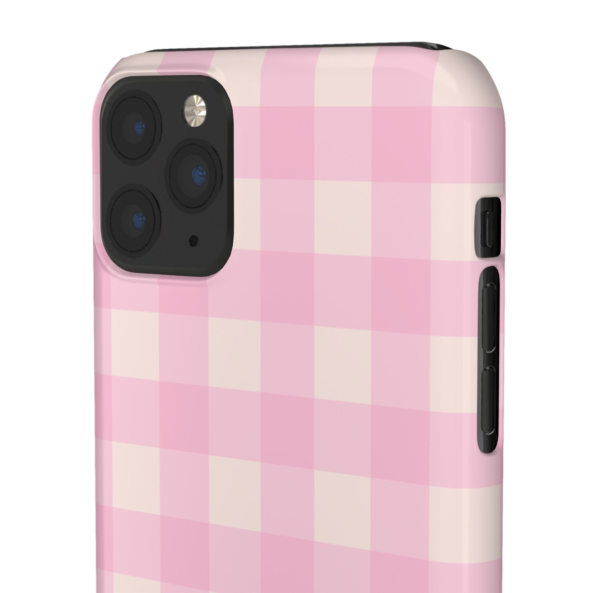 Pink Gingham Snap Phone Case - Cute Pastel Checkered iPhone Cover