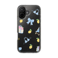 Clear Phone Case — Summer Lemon & Bow Pattern (bikini, beach chair, cake)