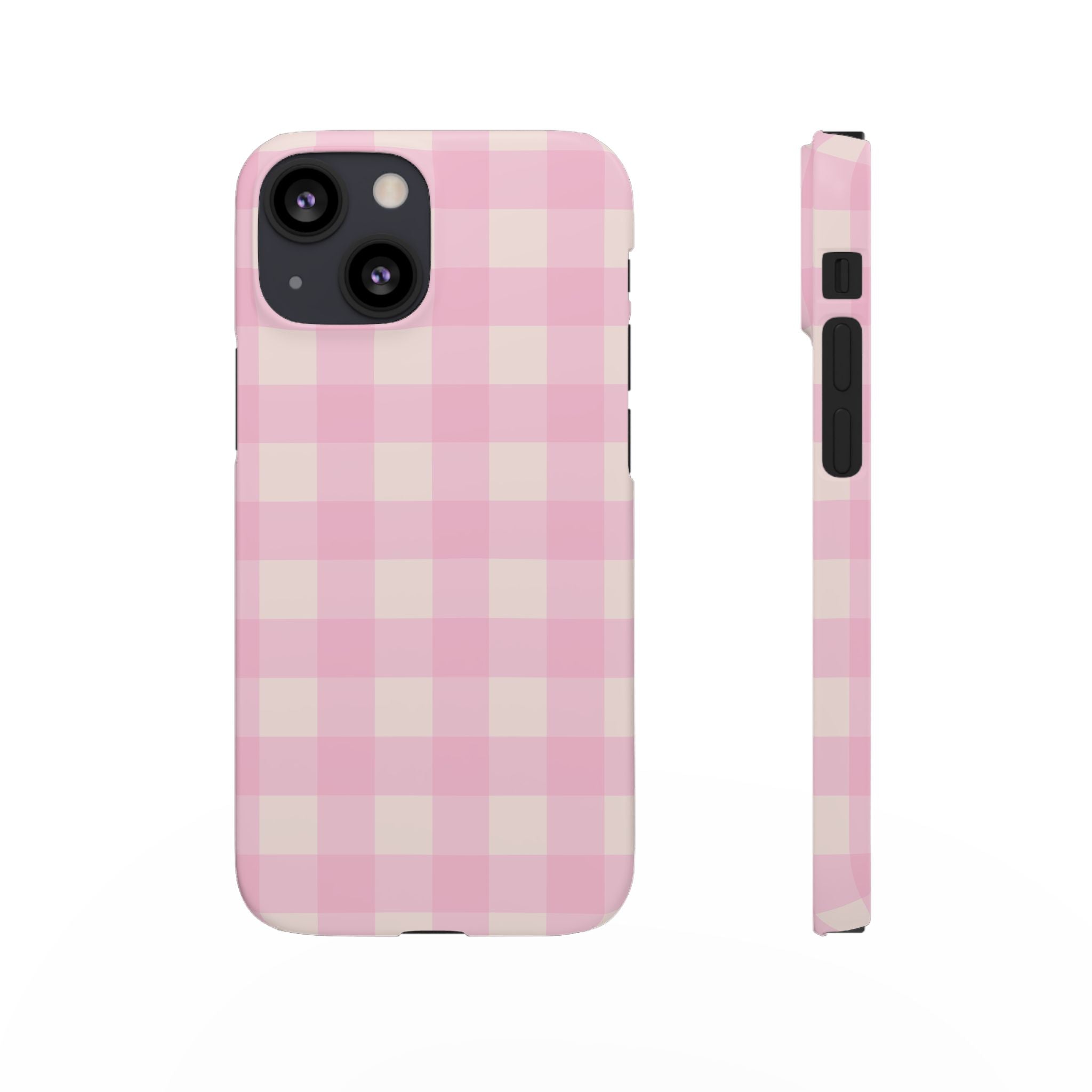 Pink Gingham Snap Phone Case - Cute Pastel Checkered iPhone Cover