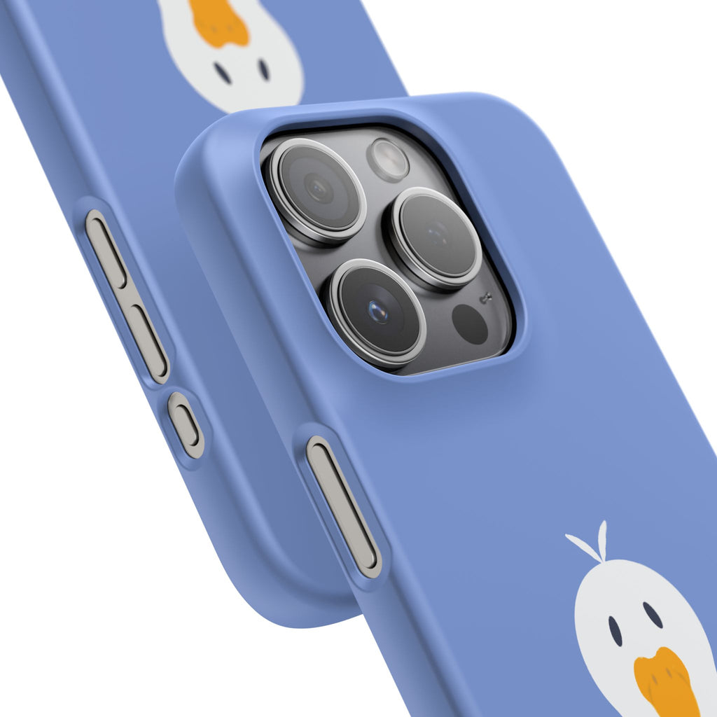 Cute Goose Phone Case – Blue Snap Phone Cover with Whimsical Bird Design