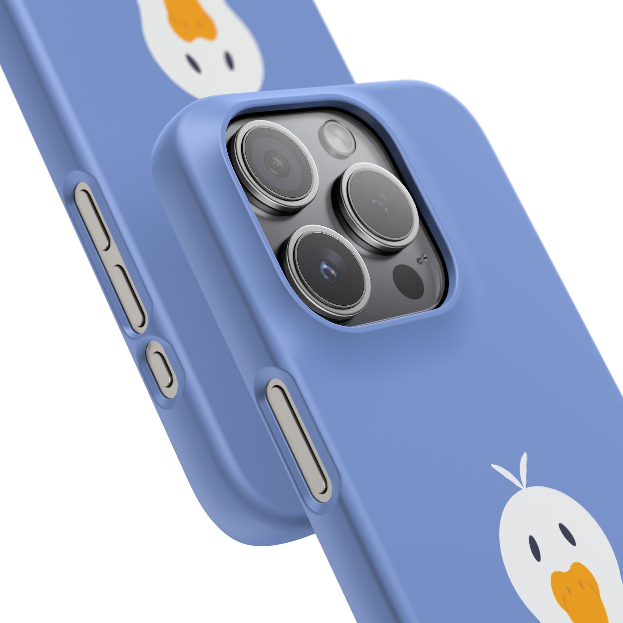 Cute Goose Phone Case – Blue Snap Phone Cover with Whimsical Bird Design