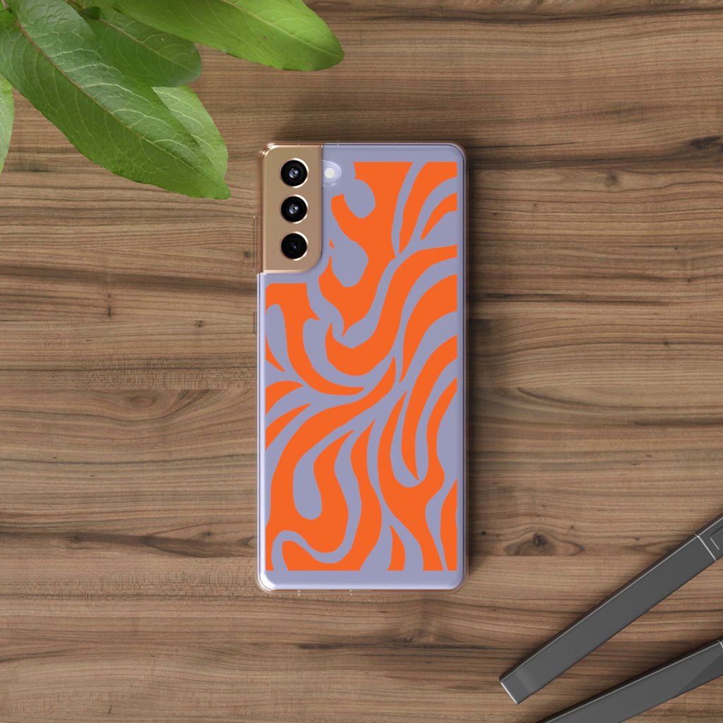 Orange Tiger Stripe Clear Phone Case — Bold Animal Print iPhone Cover