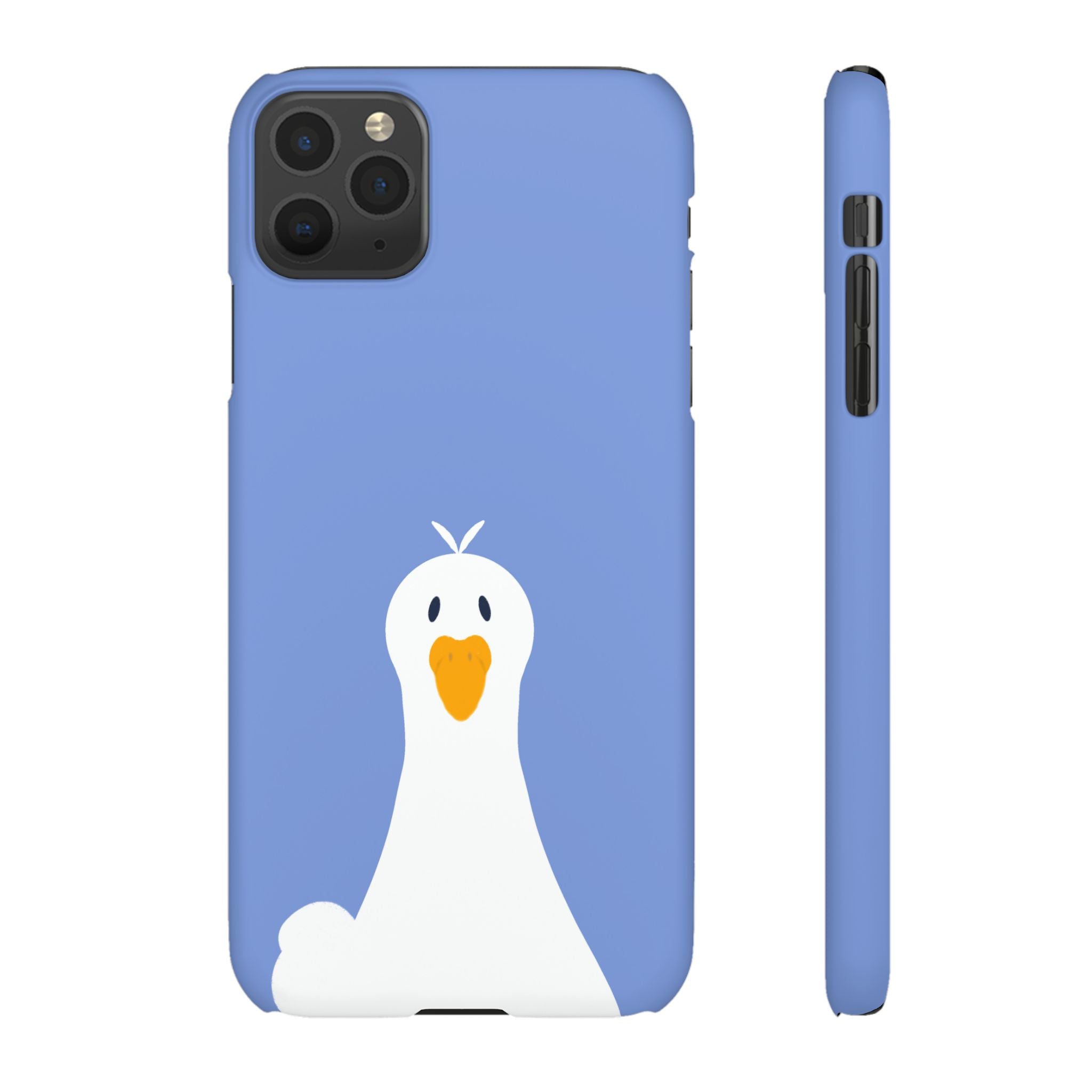 Cute Goose Phone Case – Blue Snap Phone Cover with Whimsical Bird Design