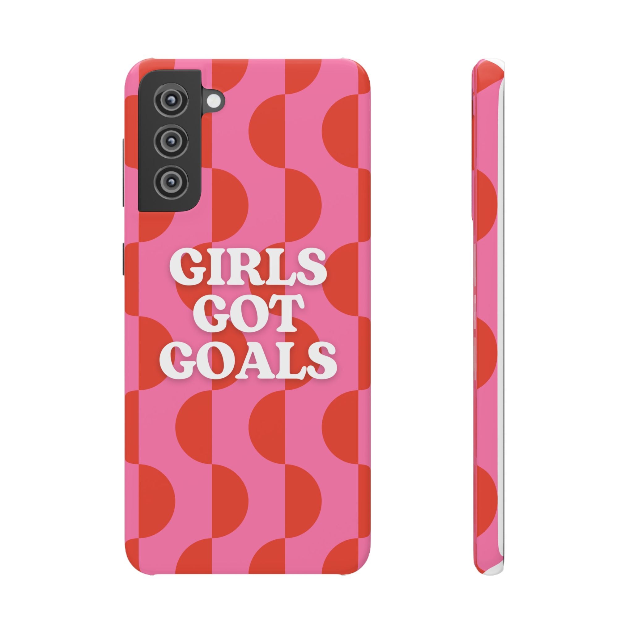 Girls Got Goals Phone Case - Retro Pink Red Motivational Snap Case