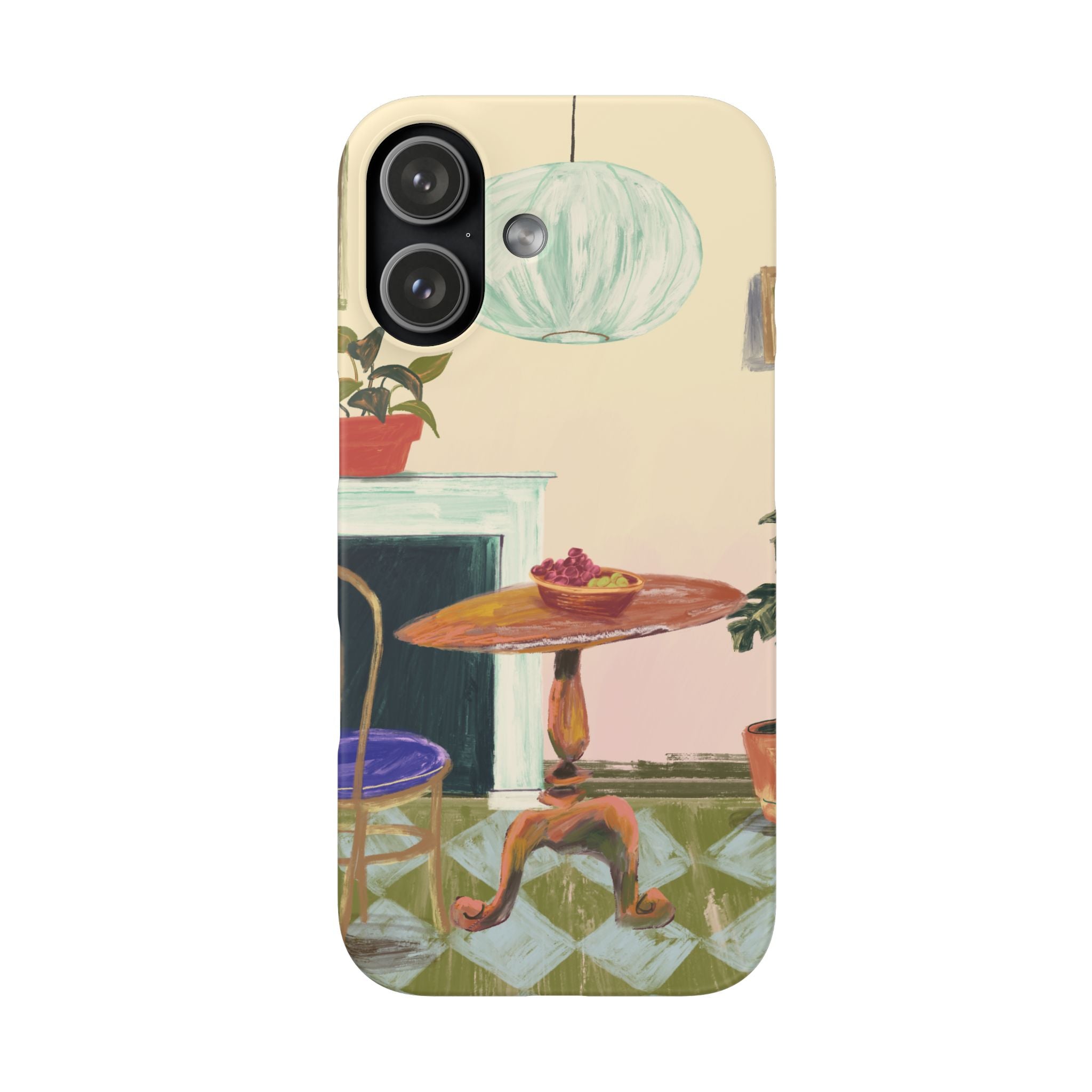 Vintage Bistro Phone Case — Cozy Cafe Interior Illustration Snap Case