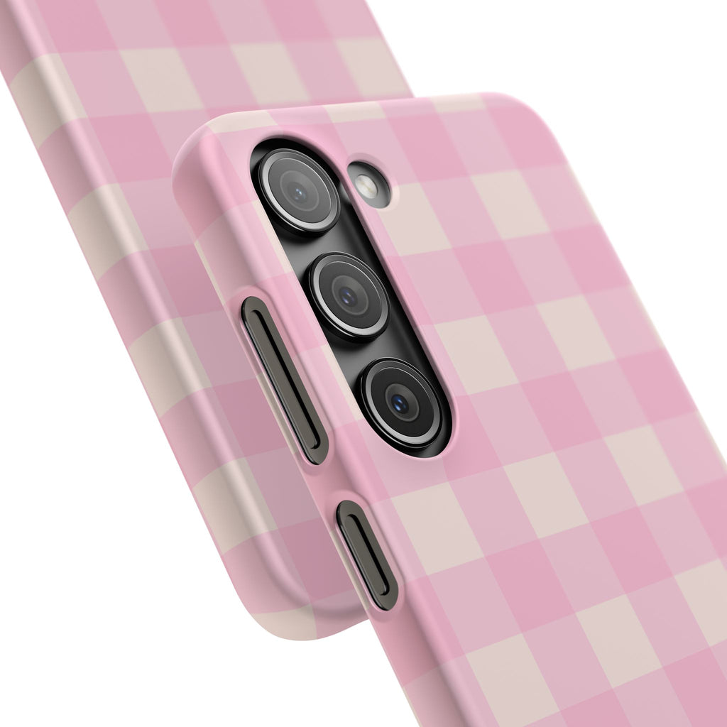 Pink Gingham Snap Phone Case - Cute Pastel Checkered iPhone Cover