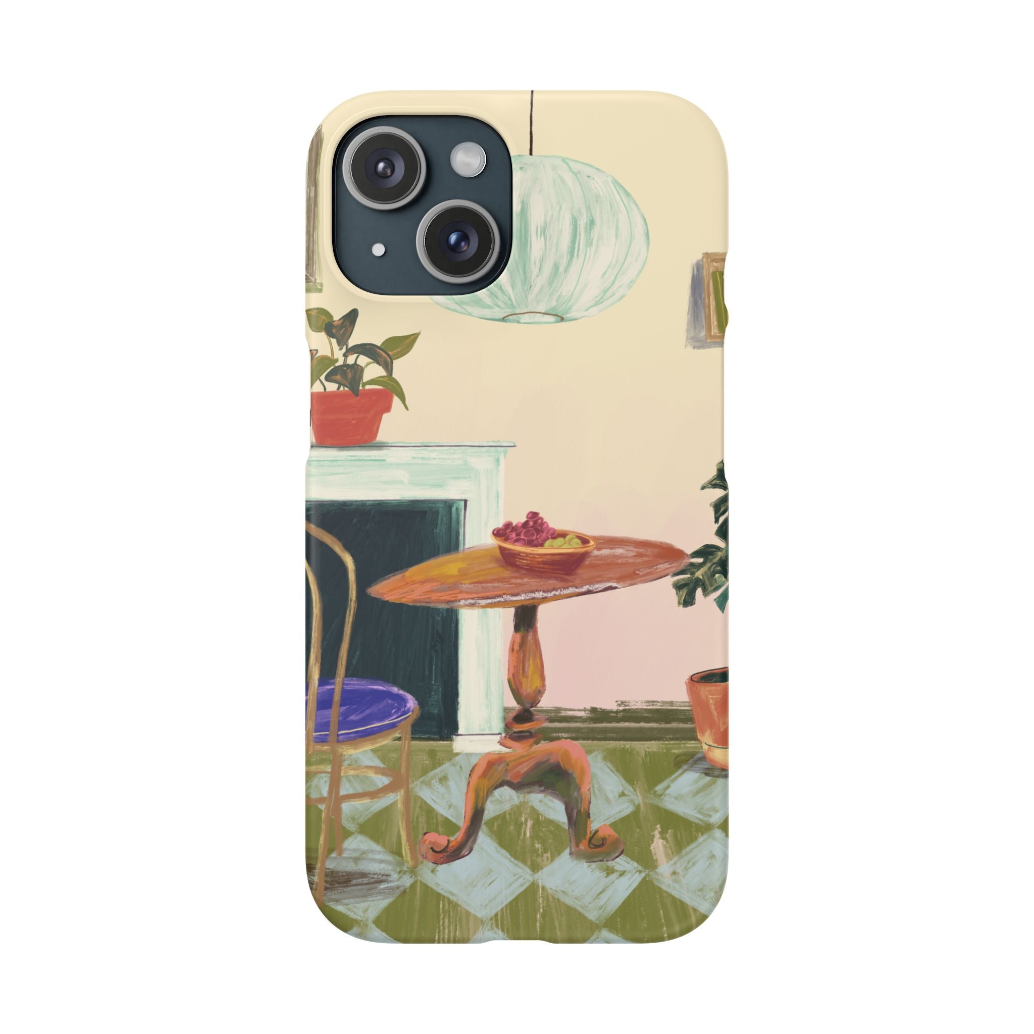 Vintage Bistro Phone Case — Cozy Cafe Interior Illustration Snap Case