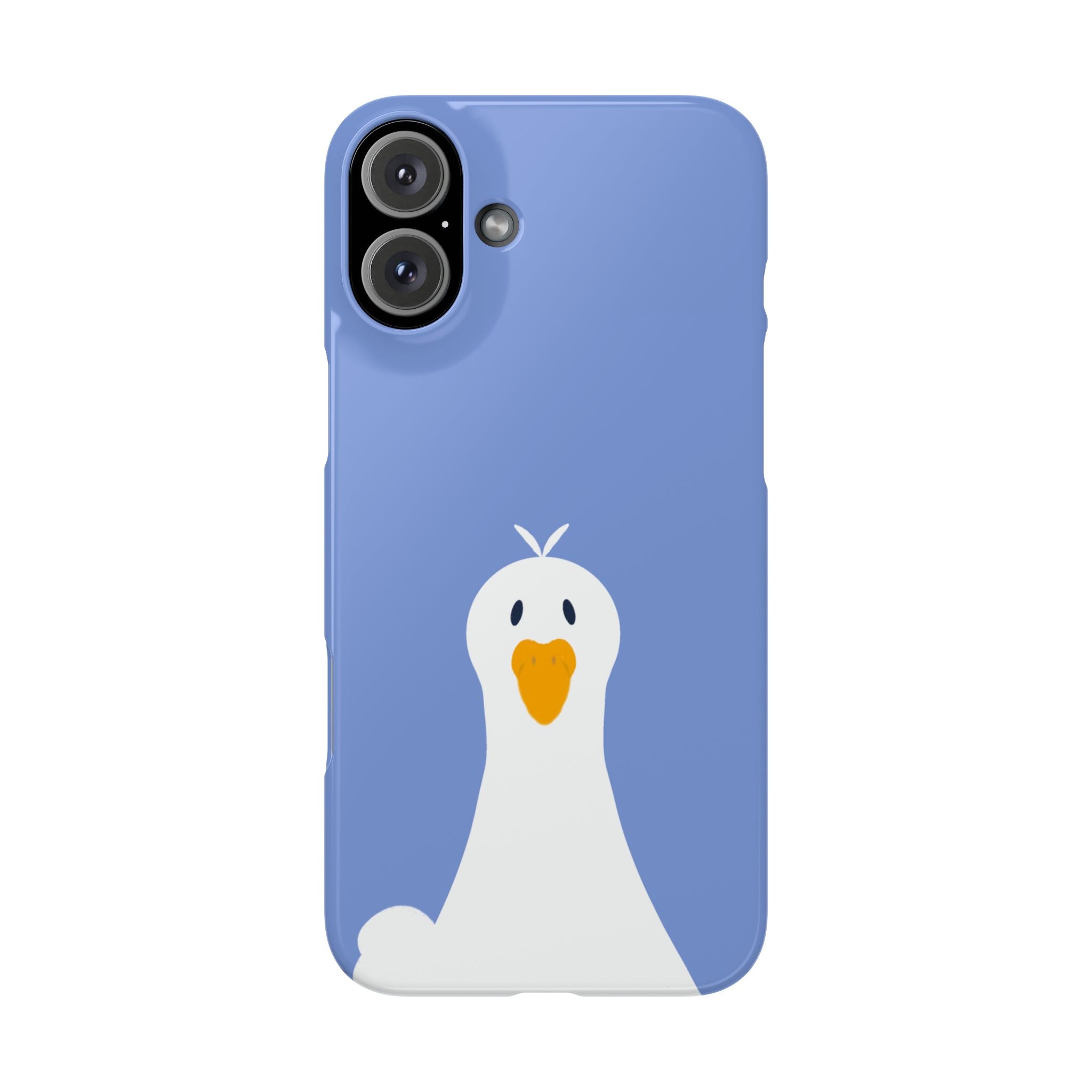 Cute Goose Phone Case – Blue Snap Phone Cover with Whimsical Bird Design
