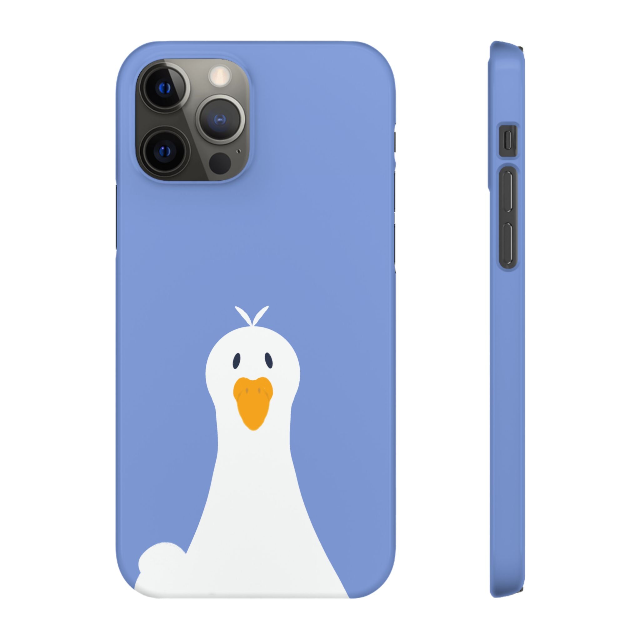 Cute Goose Phone Case – Blue Snap Phone Cover with Whimsical Bird Design
