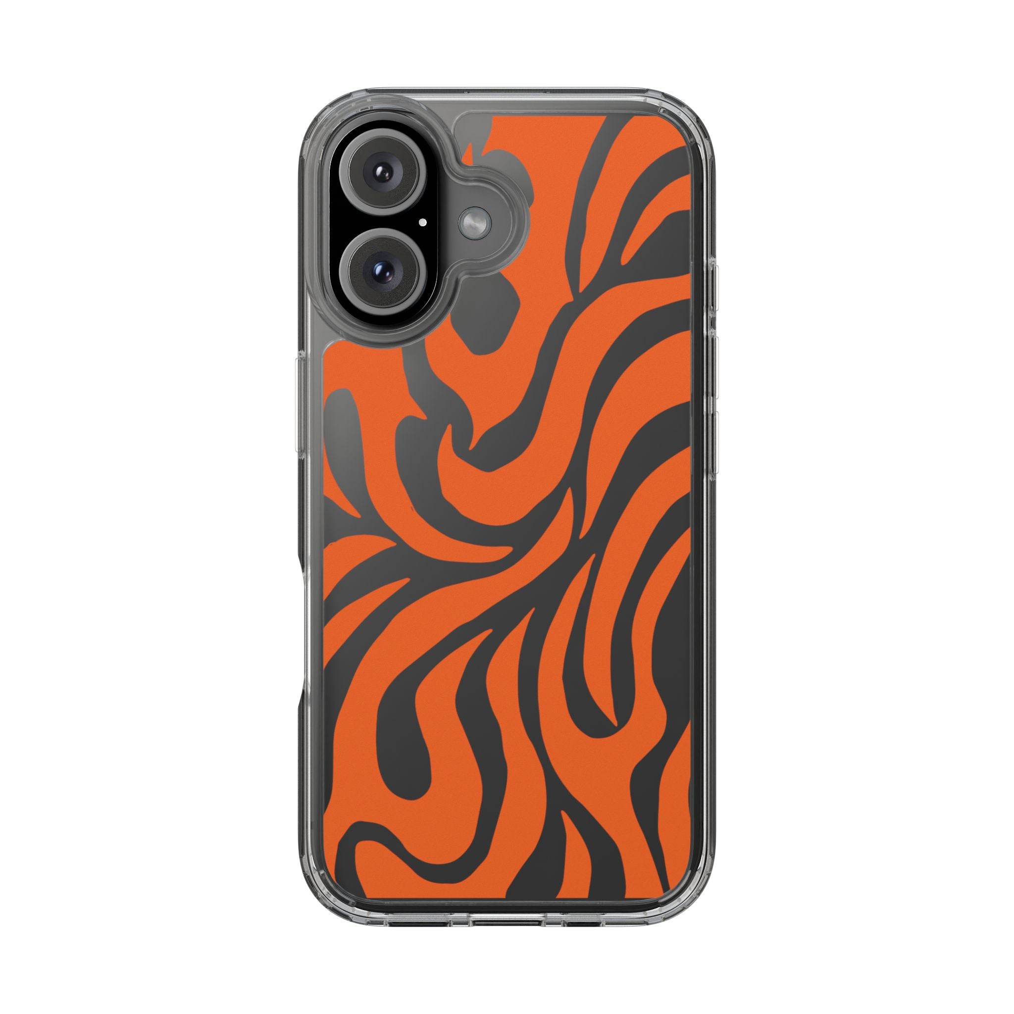 Orange Tiger Stripe Clear Phone Case — Bold Animal Print iPhone Cover