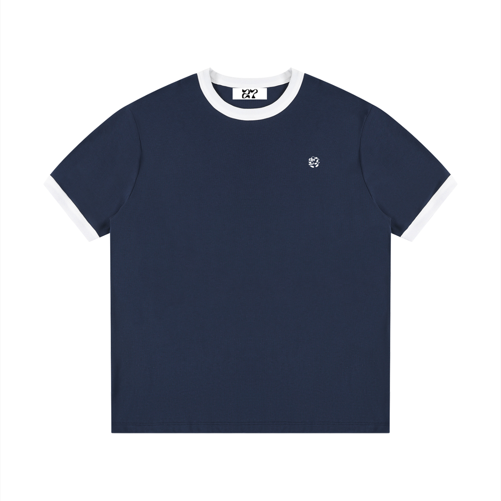 Contrast Edge Ribbed Crewneck T-Shirt