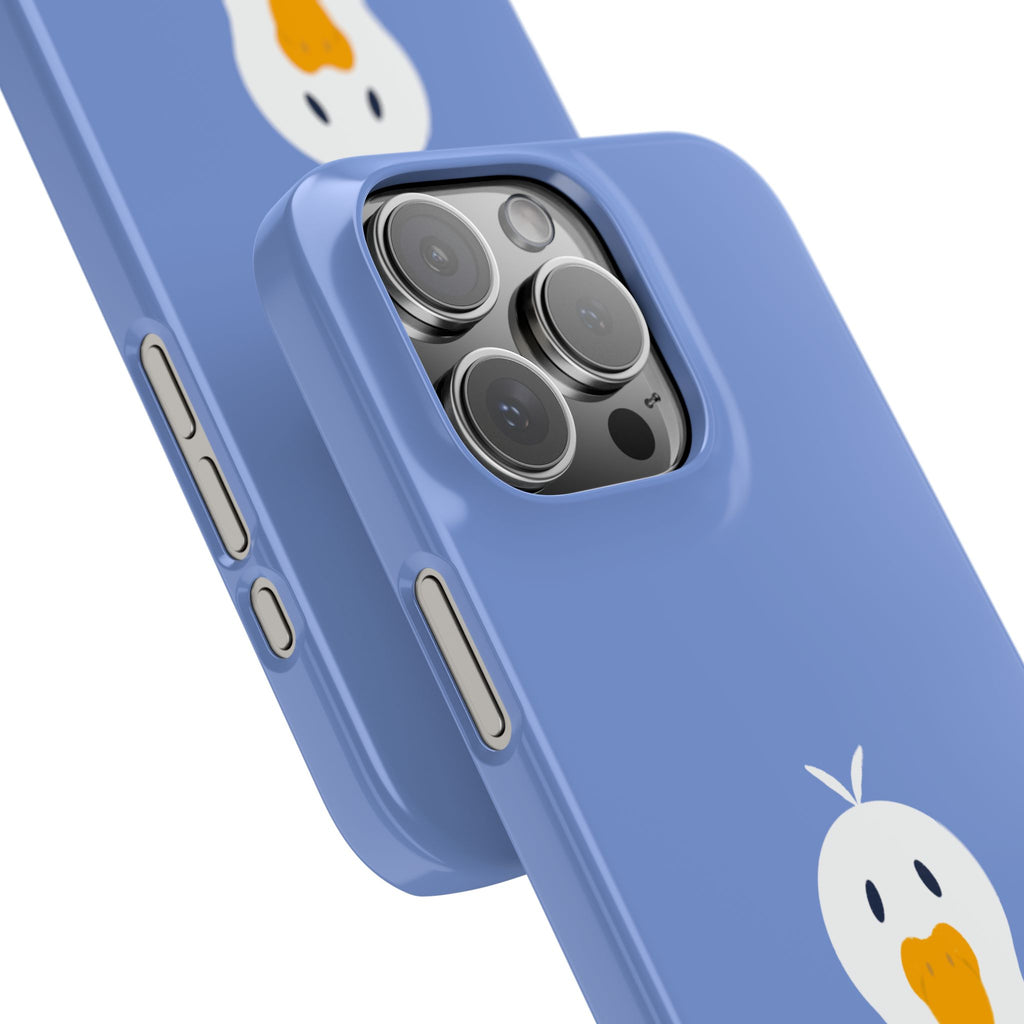 Cute Goose Phone Case – Blue Snap Phone Cover with Whimsical Bird Design