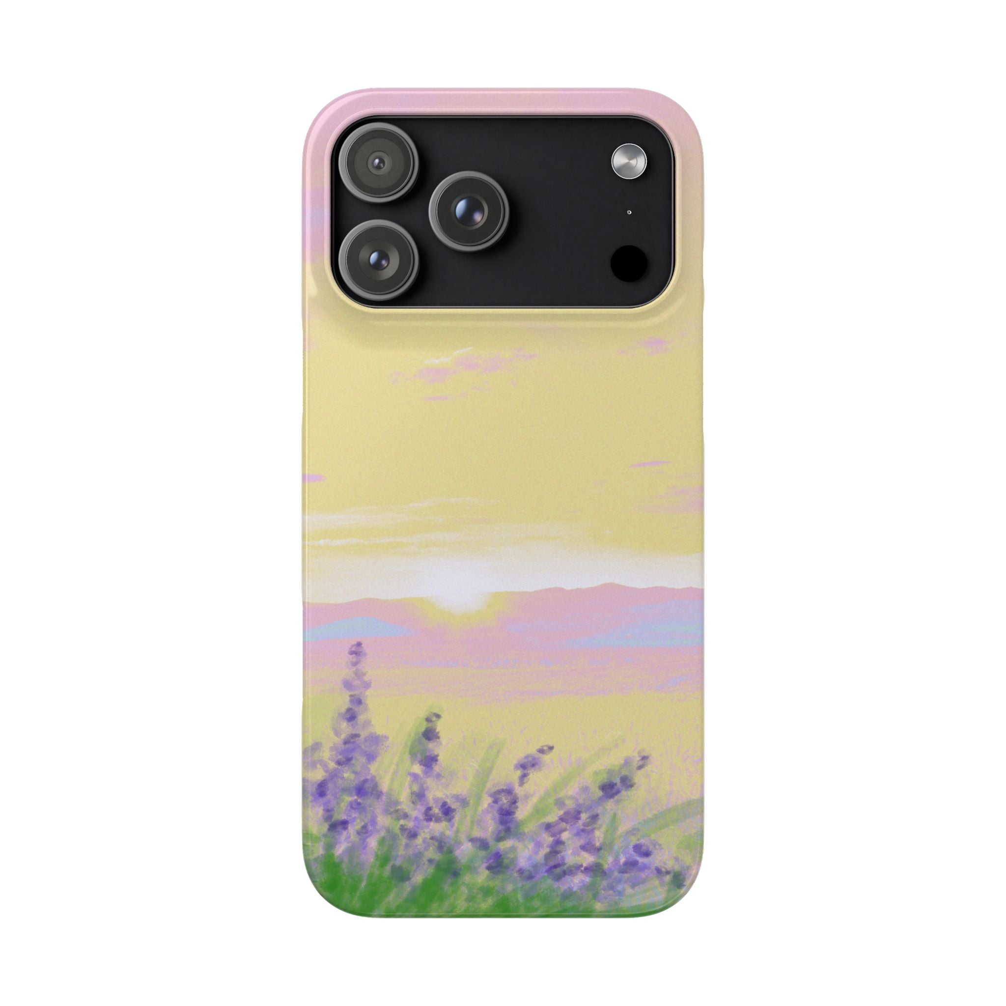 Pastel Lavender Field Phone Case — Sunset Sky Snap Case
